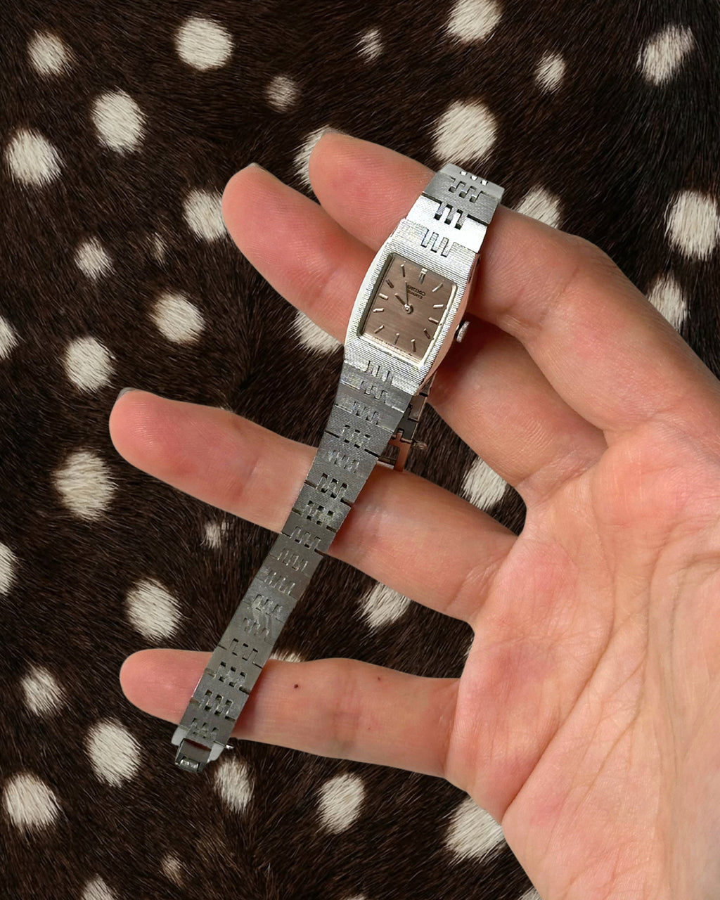 1980s Seiko rectangle silver-tone quartz watch