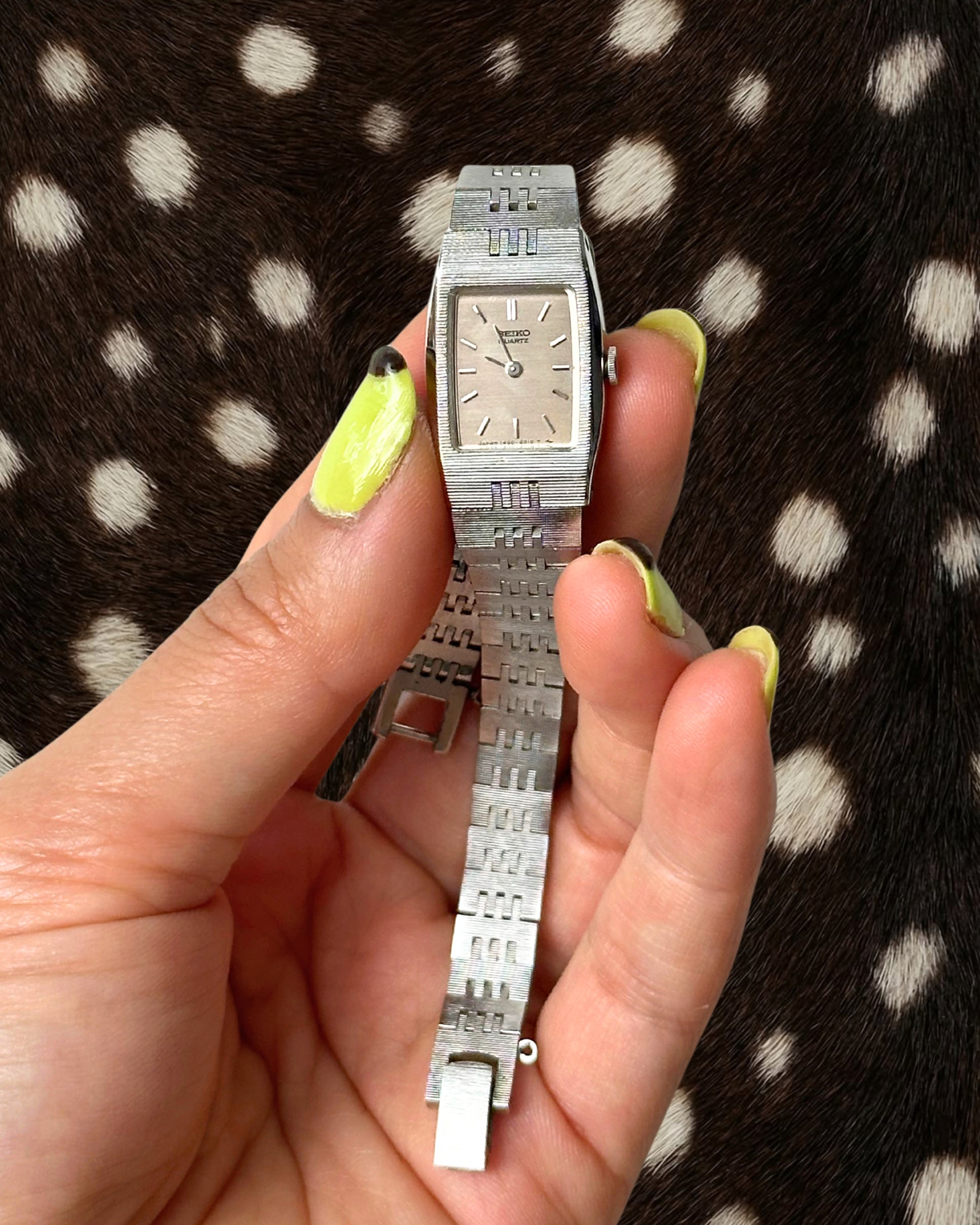 1980s Seiko rectangle silver-tone quartz watch