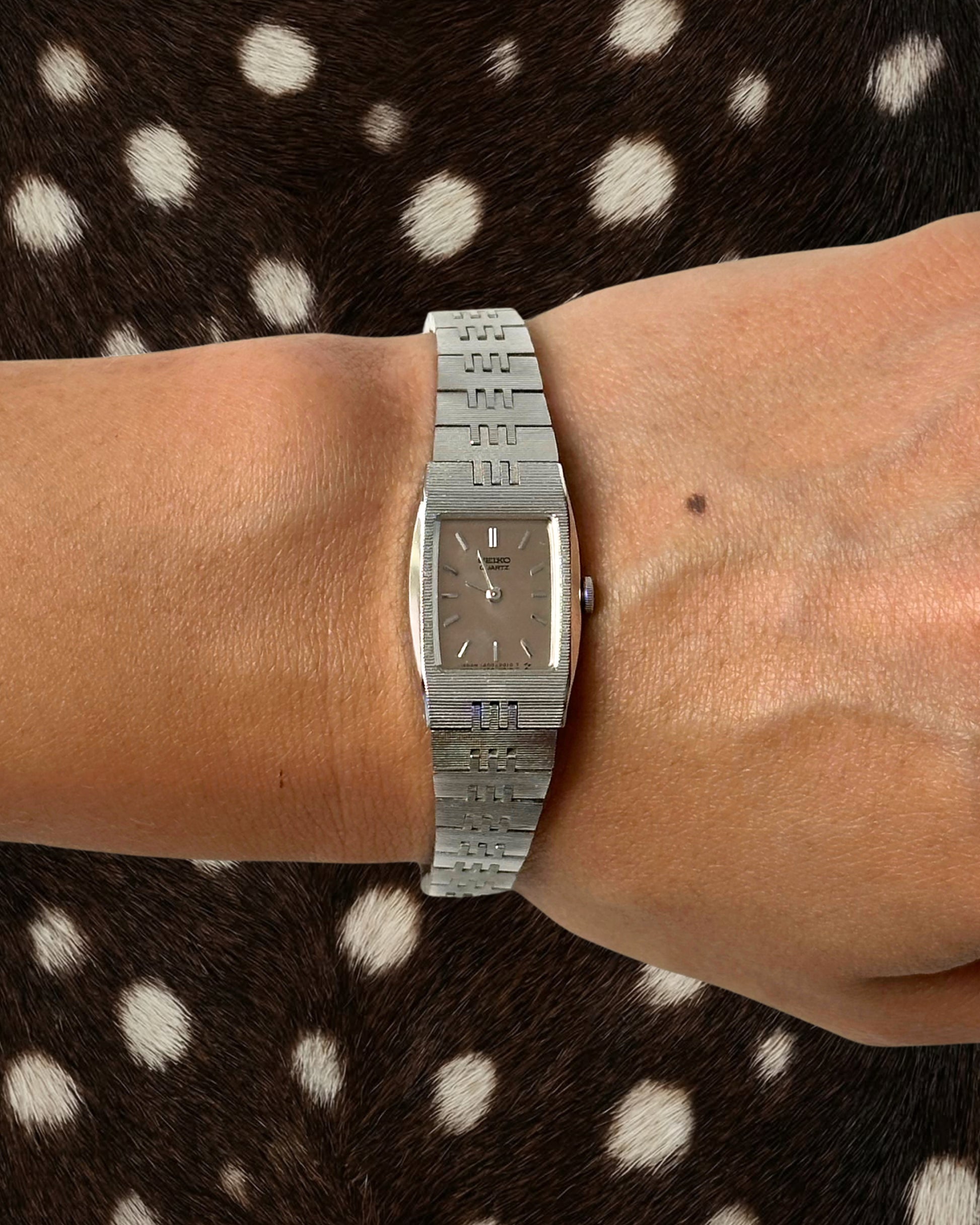 1980s Seiko rectangle silver-tone quartz watch