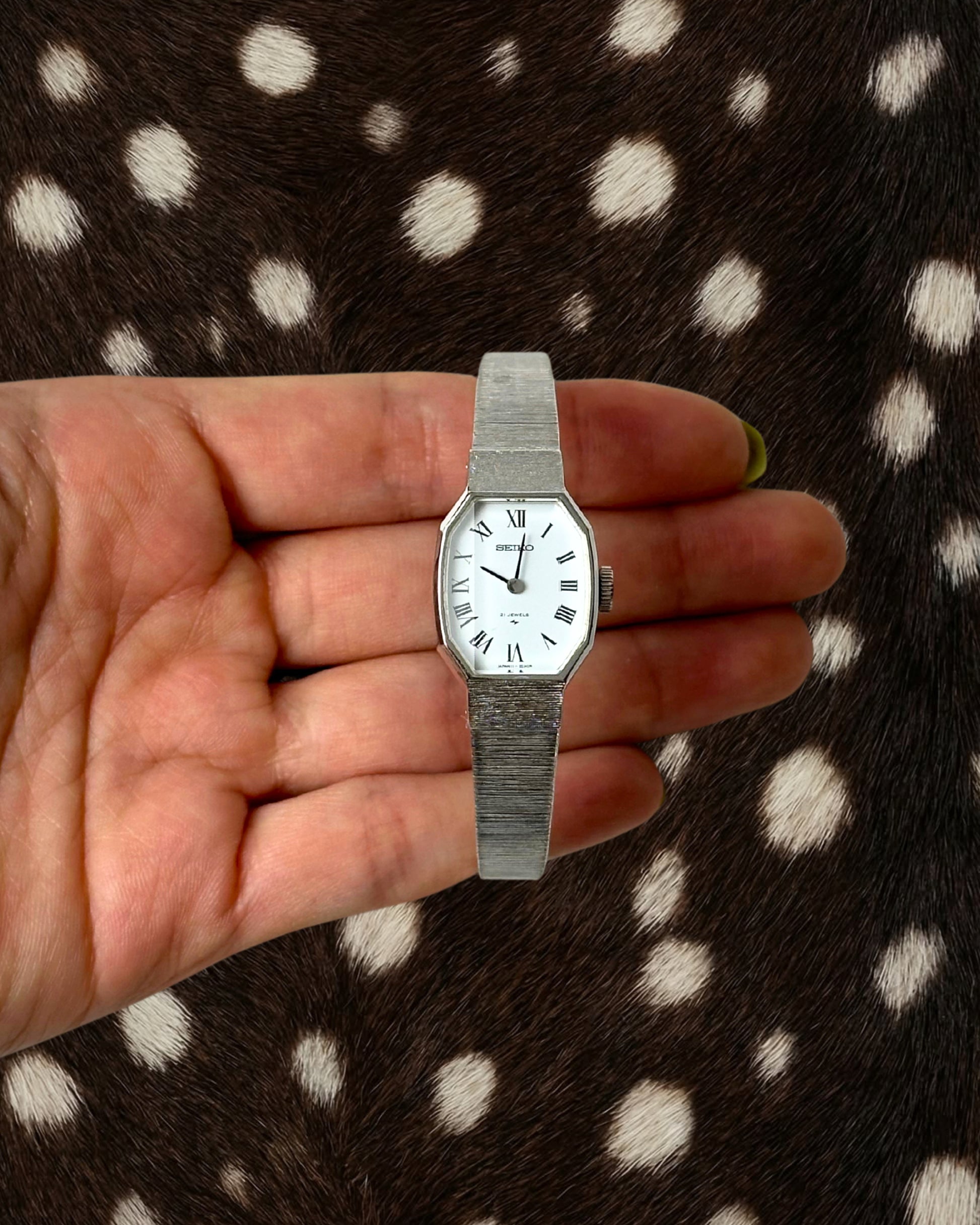 1970s Seiko octagon silver-tone mechanical watch