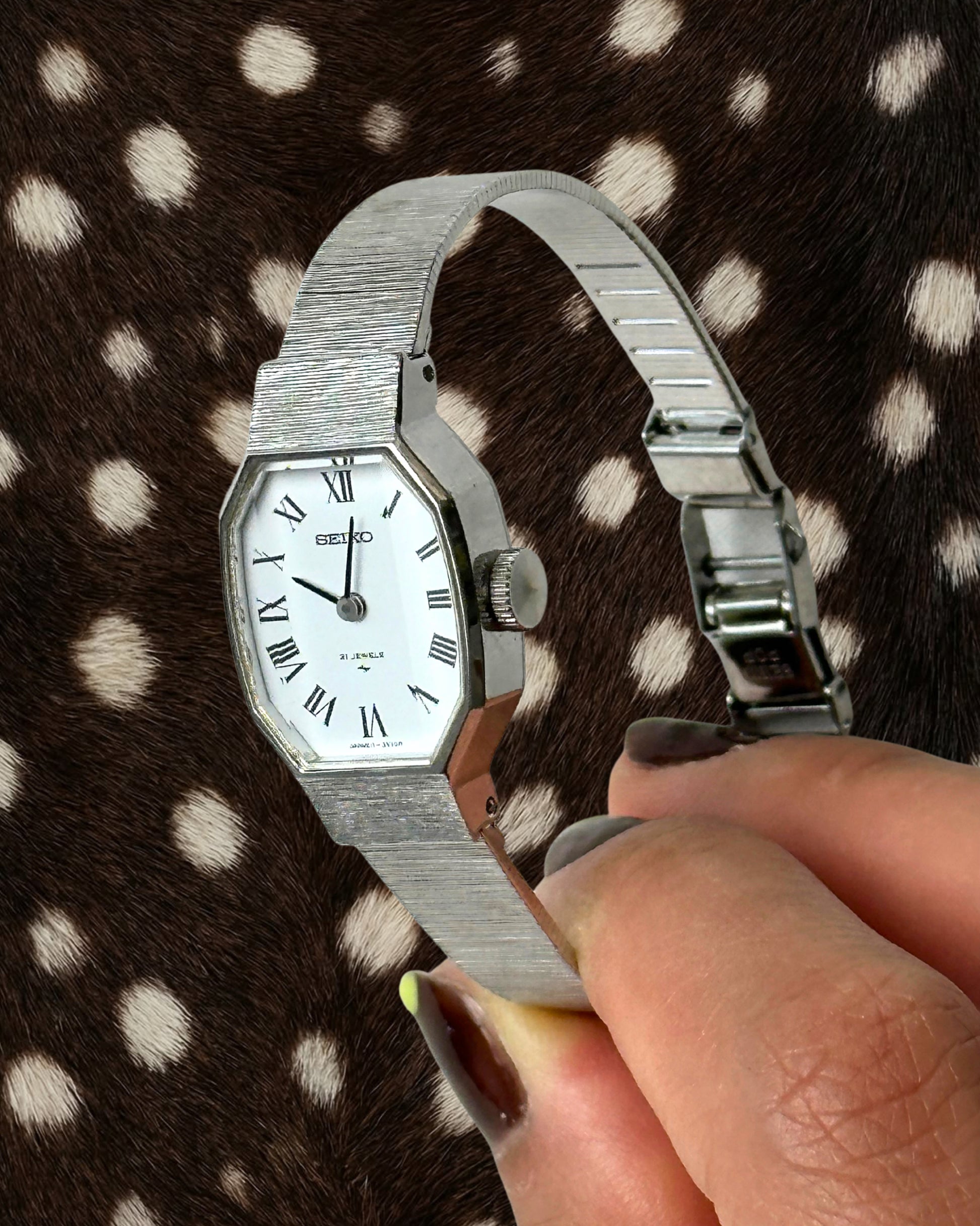 1970s Seiko octagon silver-tone mechanical watch