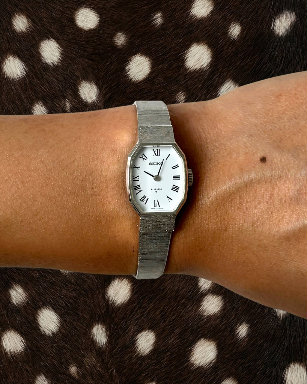 1970s Seiko octagon silver-tone mechanical watch