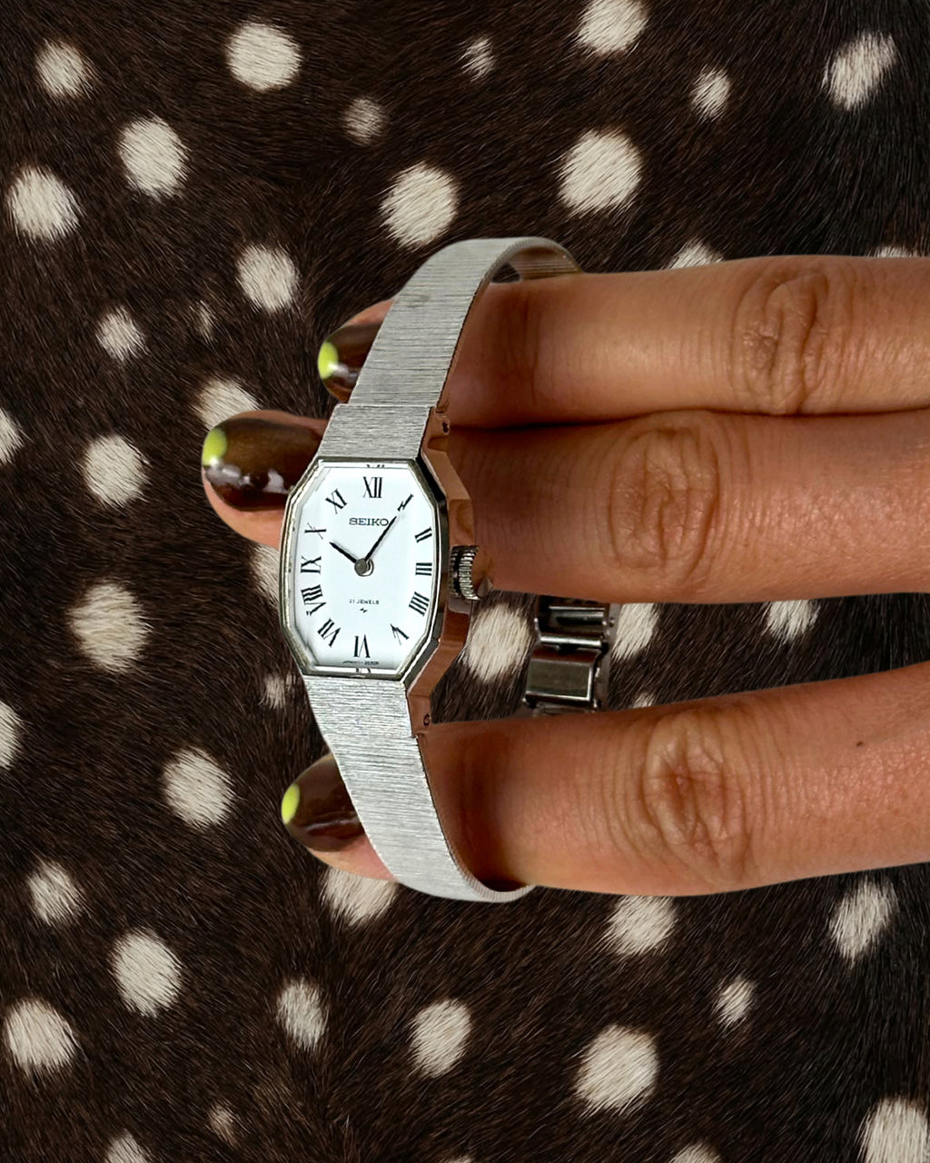 1970s Seiko octagon silver-tone mechanical watch