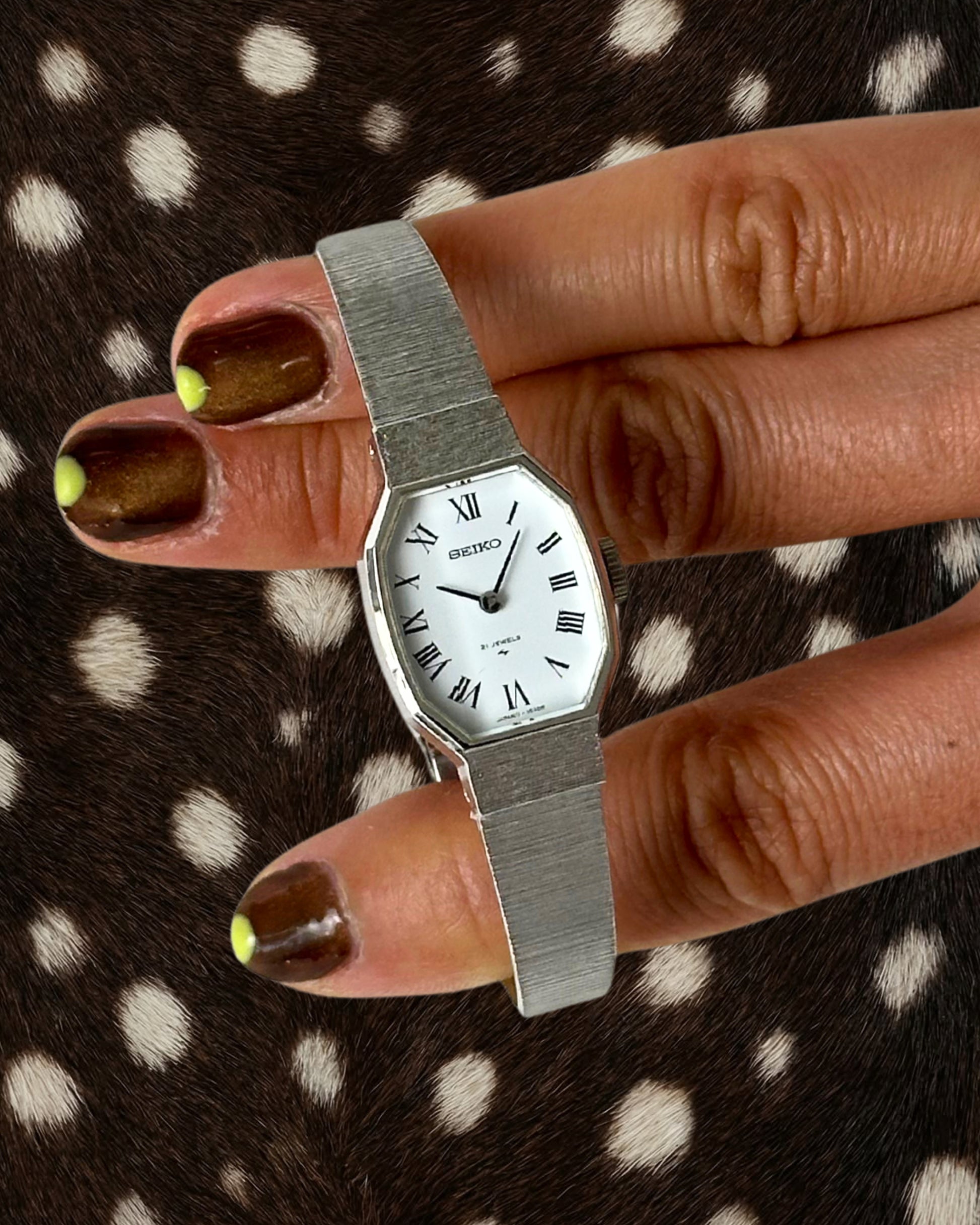 1970s Seiko octagon silver-tone mechanical watch