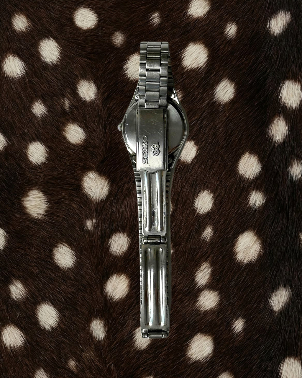1980s Seiko date window silver-tone quartz watch
