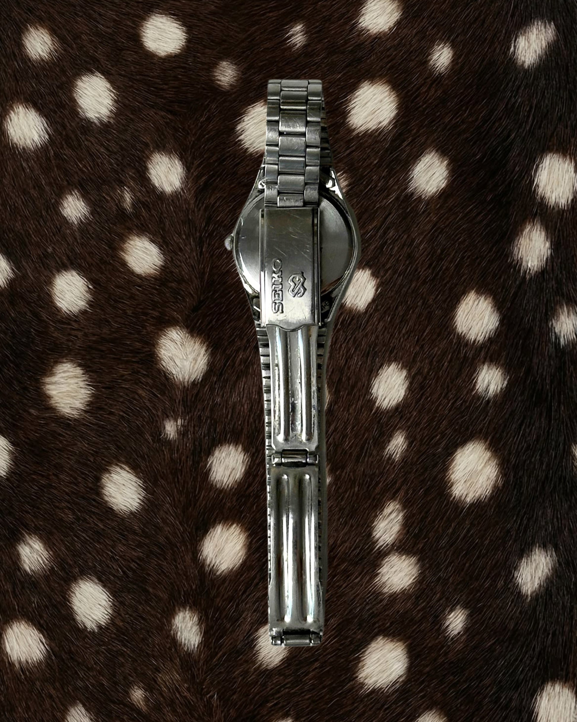 1980s Seiko date window silver-tone quartz watch