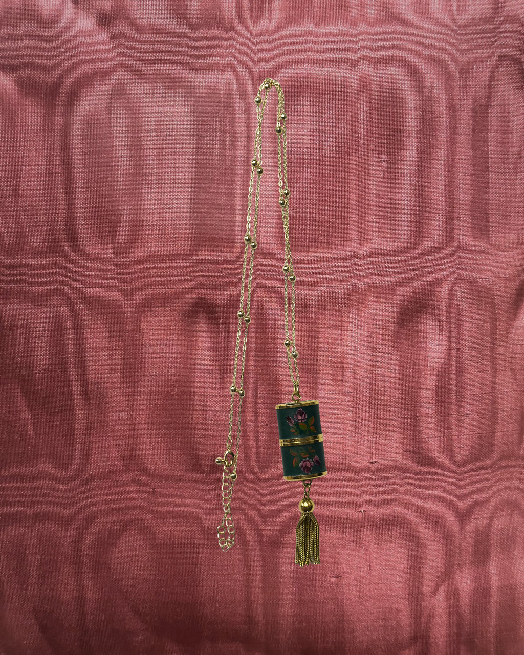 1960s Chandler tassel painted mechanical watch necklace