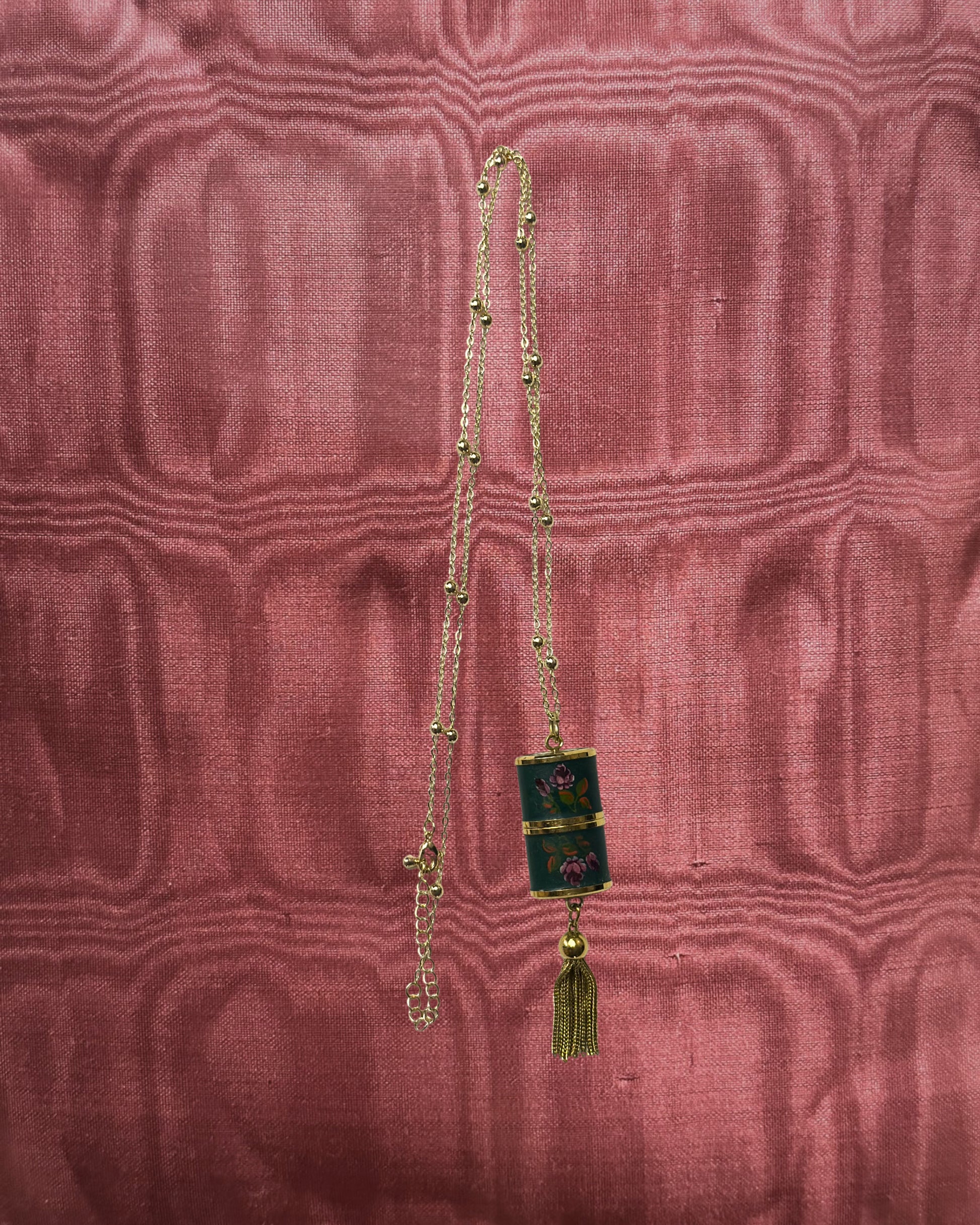 1960s Chandler tassel painted mechanical watch necklace