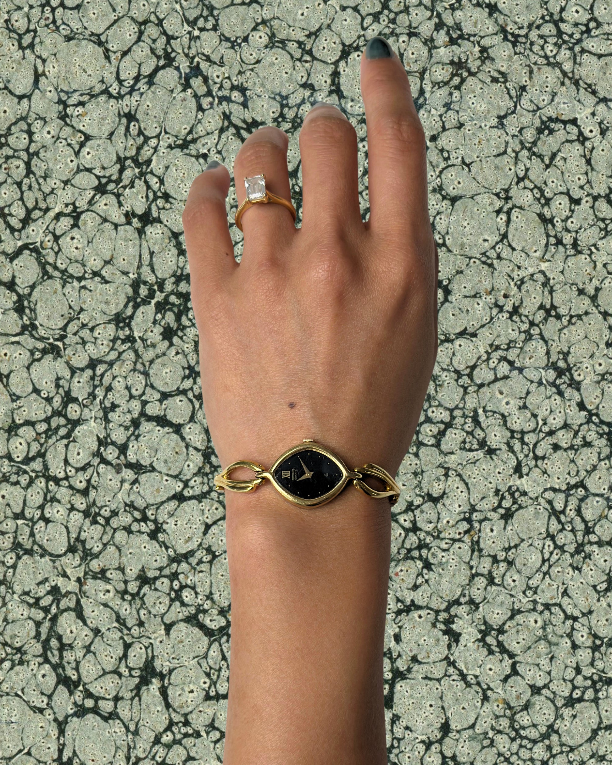 1980s Seiko black rhombus quartz watch
