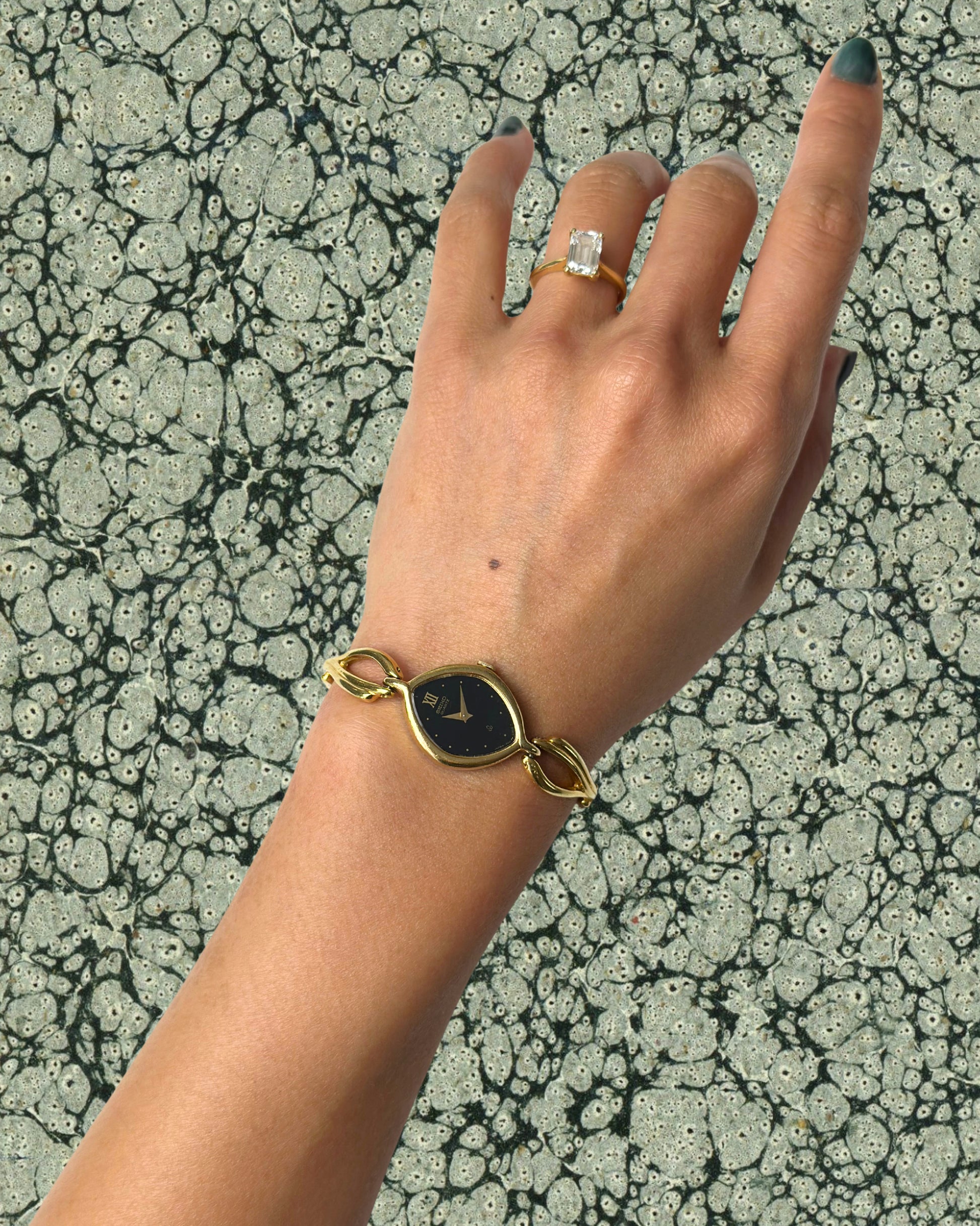 1980s Seiko black rhombus quartz watch