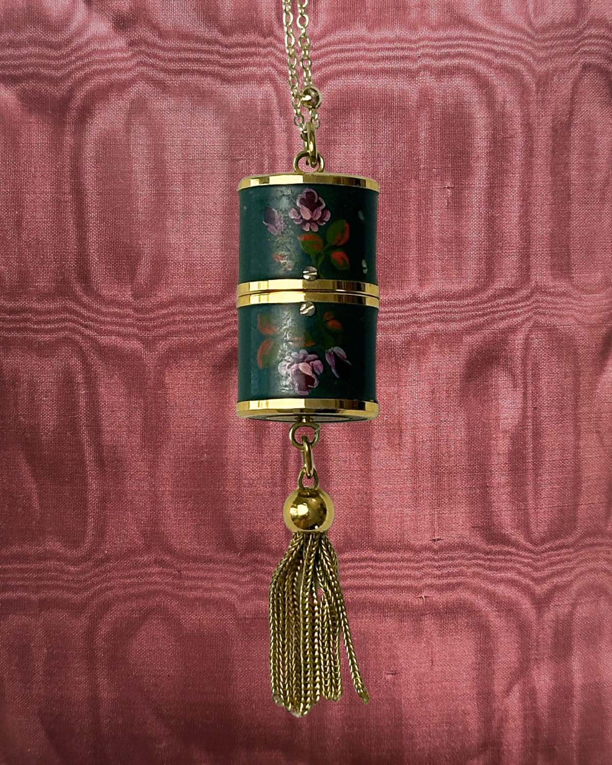 1960s Chandler tassel painted mechanical watch necklace
