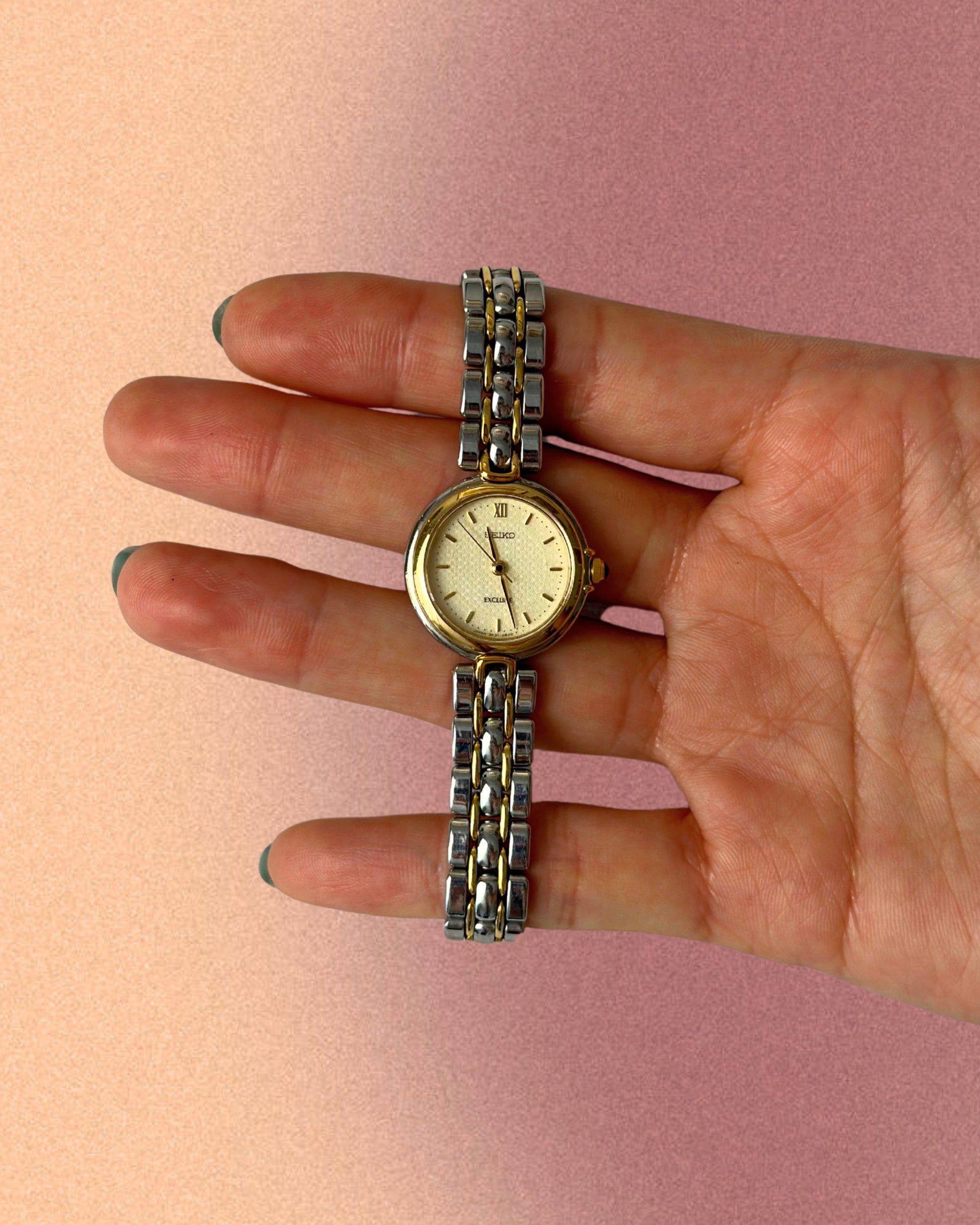 1980s Seiko Exceline two-tone round quartz watch