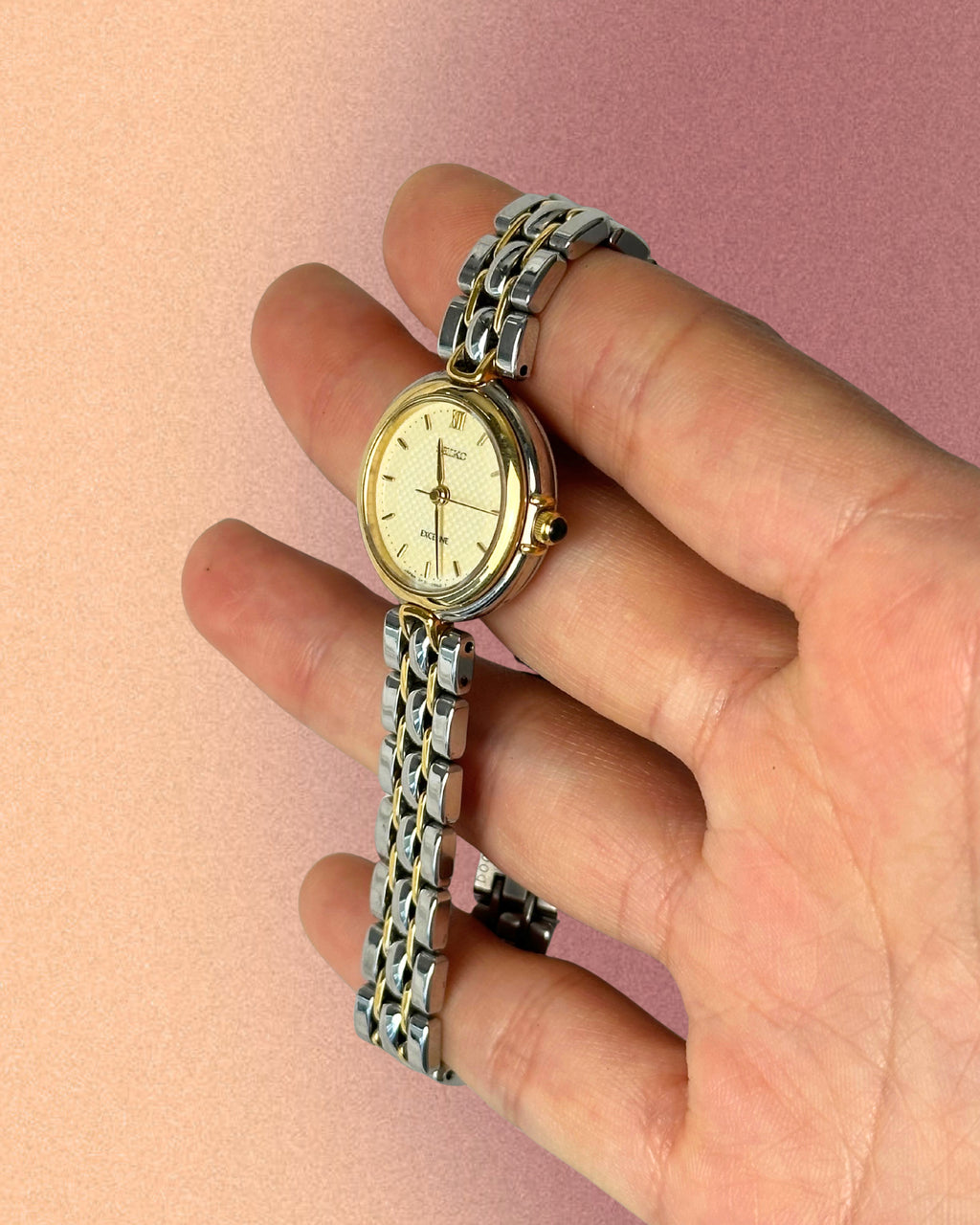 1980s Seiko Exceline two-tone round quartz watch