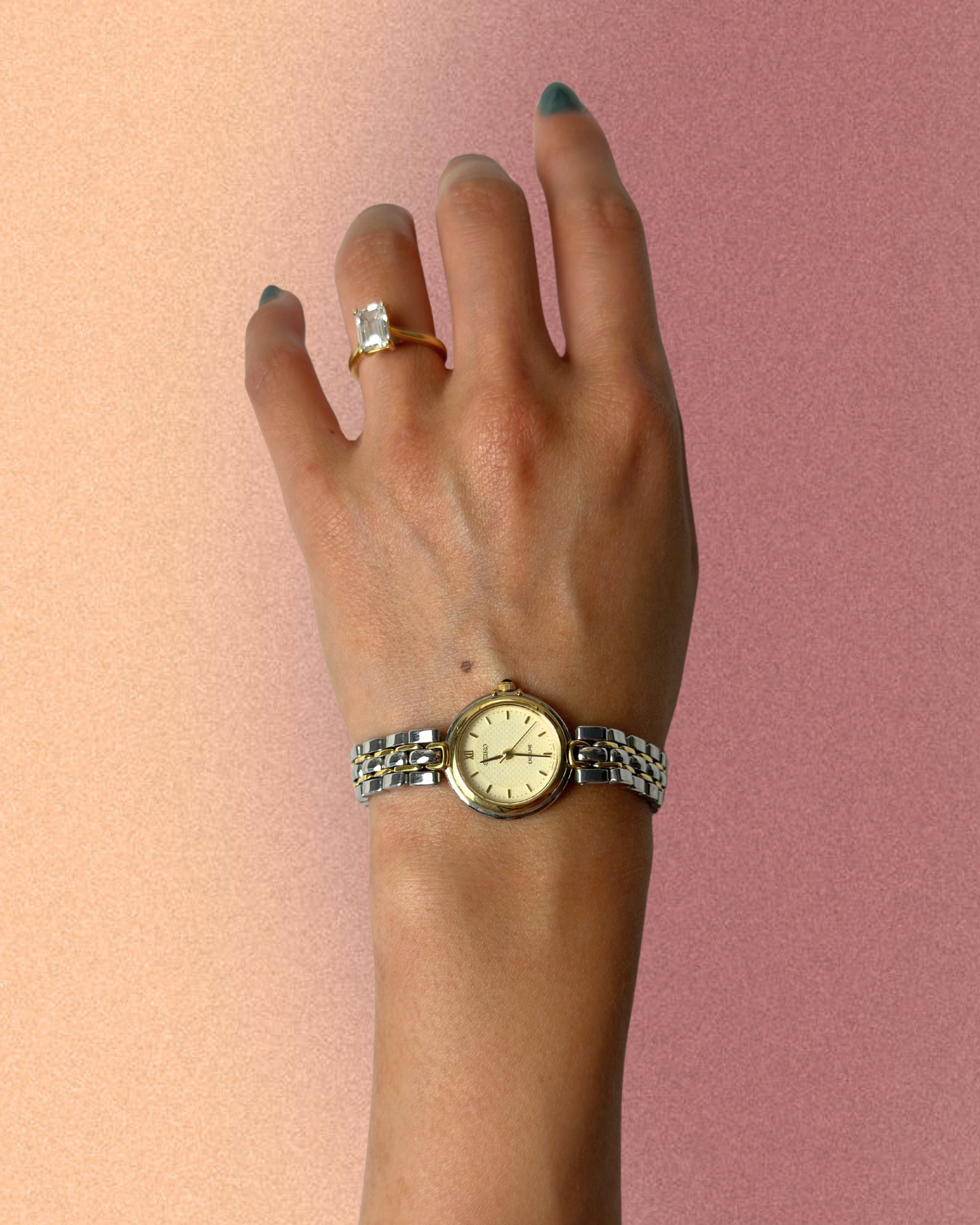 1980s Seiko Exceline two-tone round quartz watch
