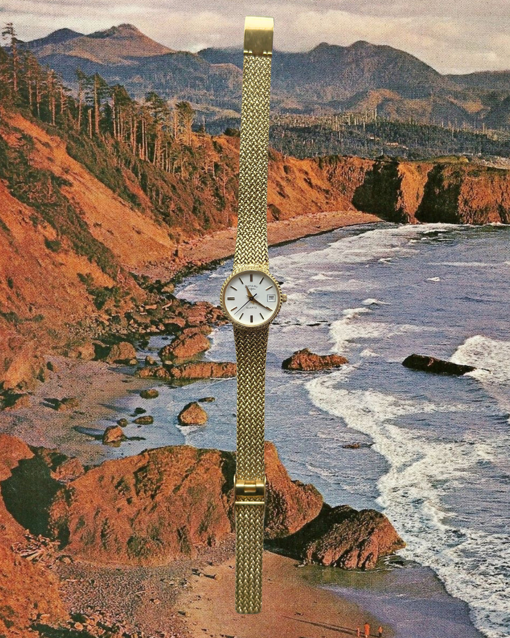 1980s Rotary round gold-plated quartz watch