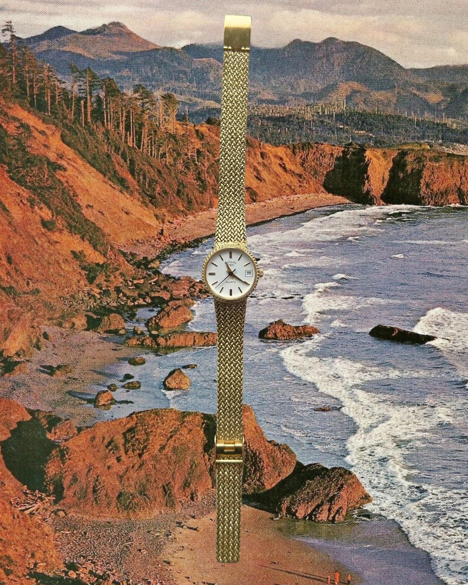 1980s Rotary round gold-plated quartz watch