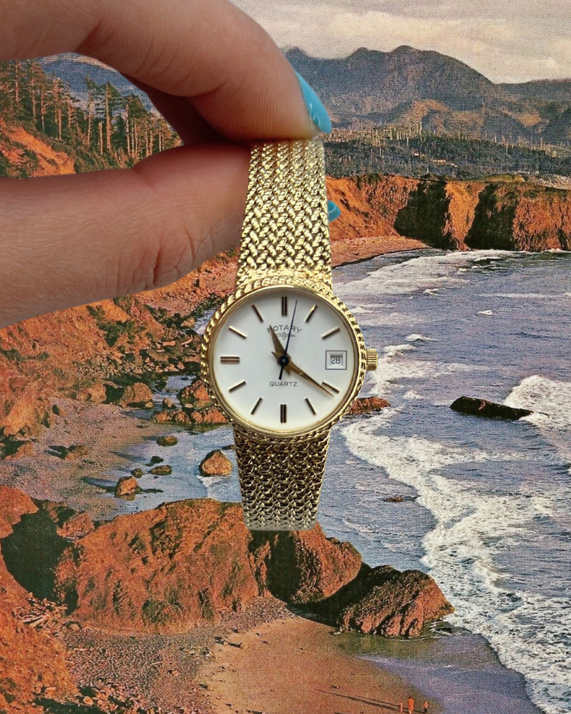 1980s Rotary round gold-plated quartz watch