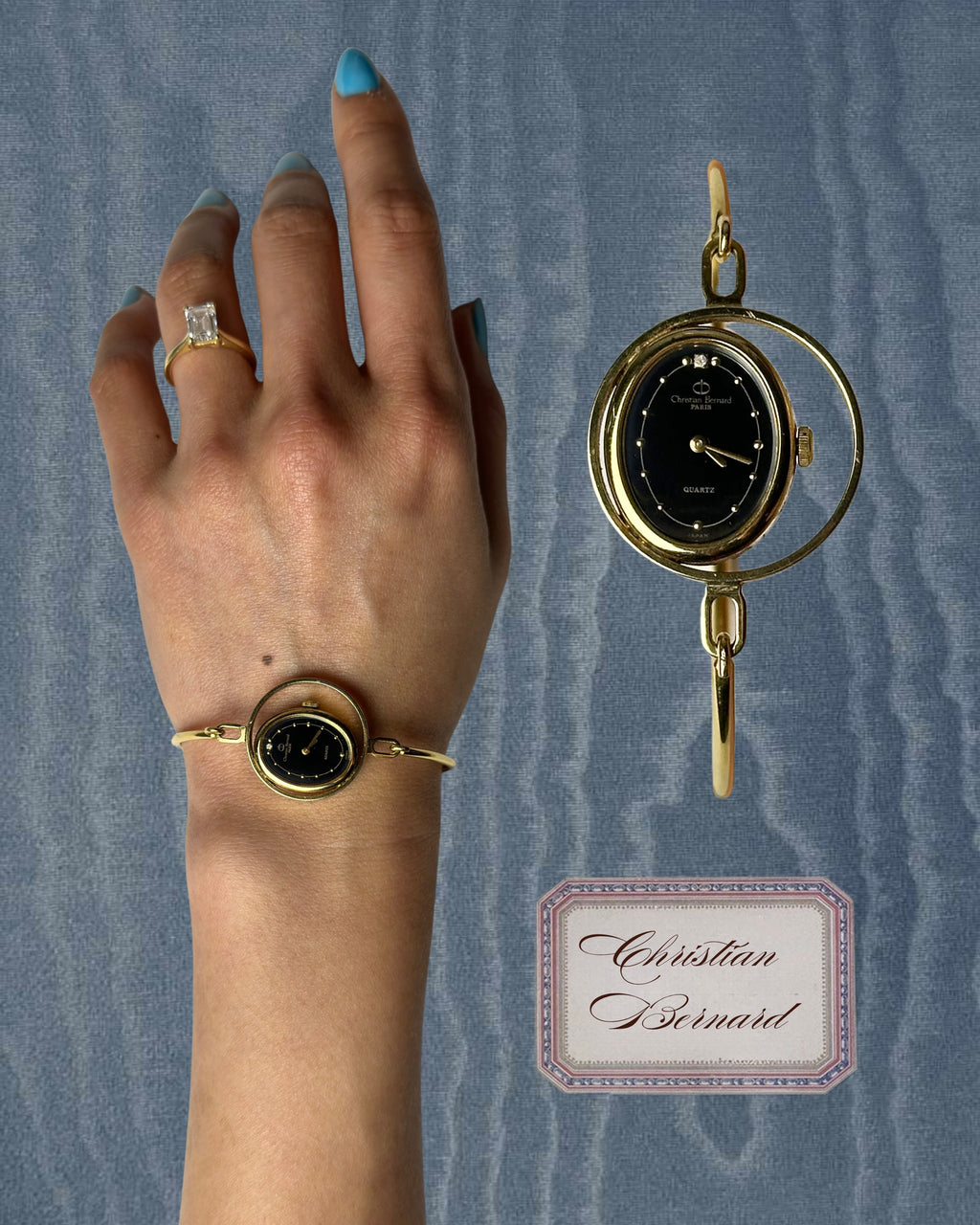 1980s Christian Bernard gold-plated bangle quartz watch
