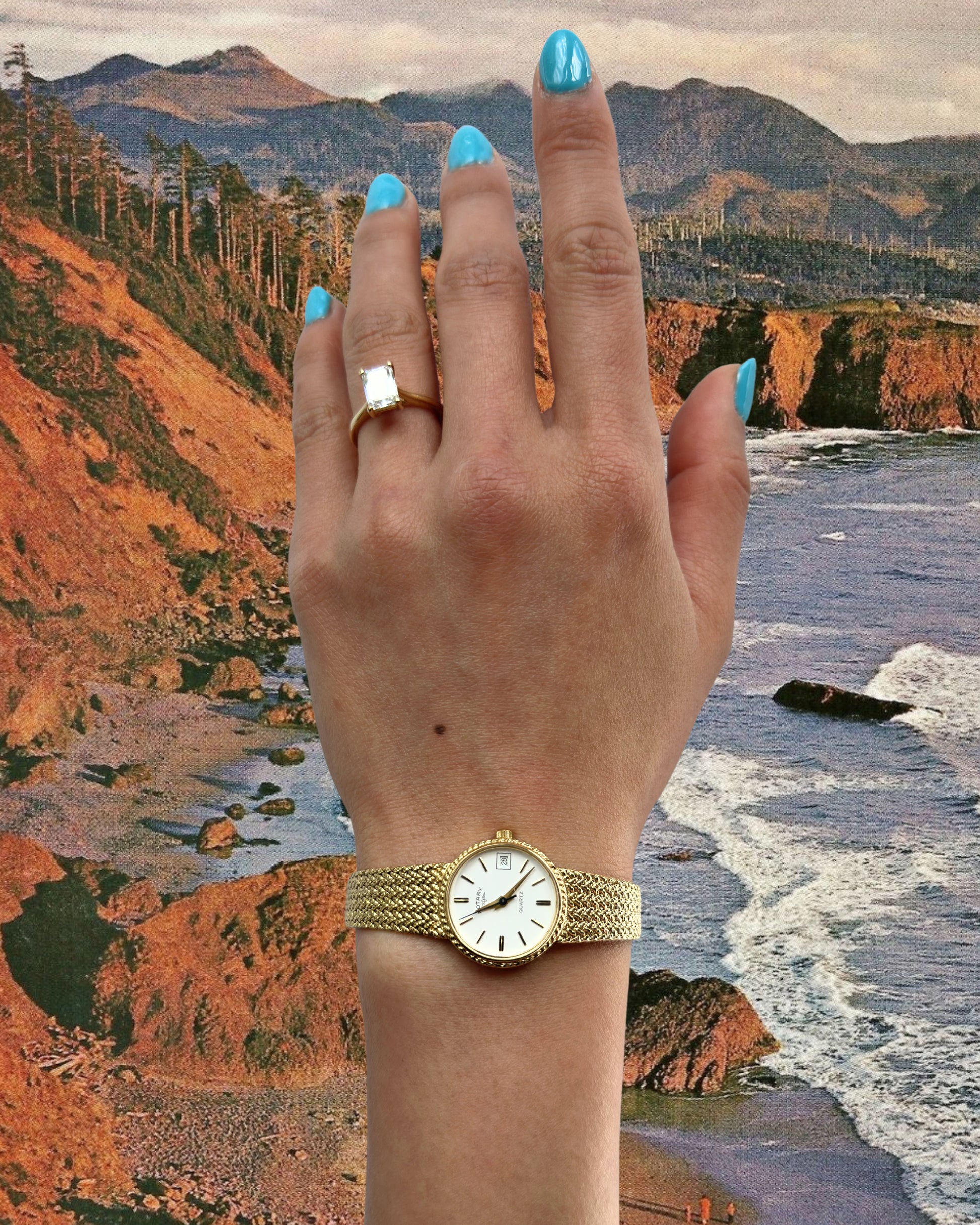 1980s Rotary round gold-plated quartz watch