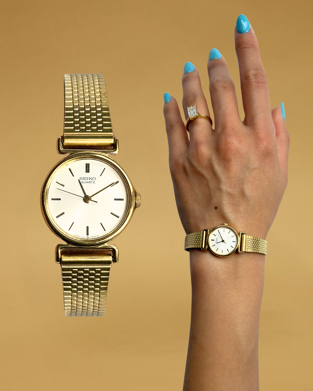 1980s Seiko gold-plated round quartz watch