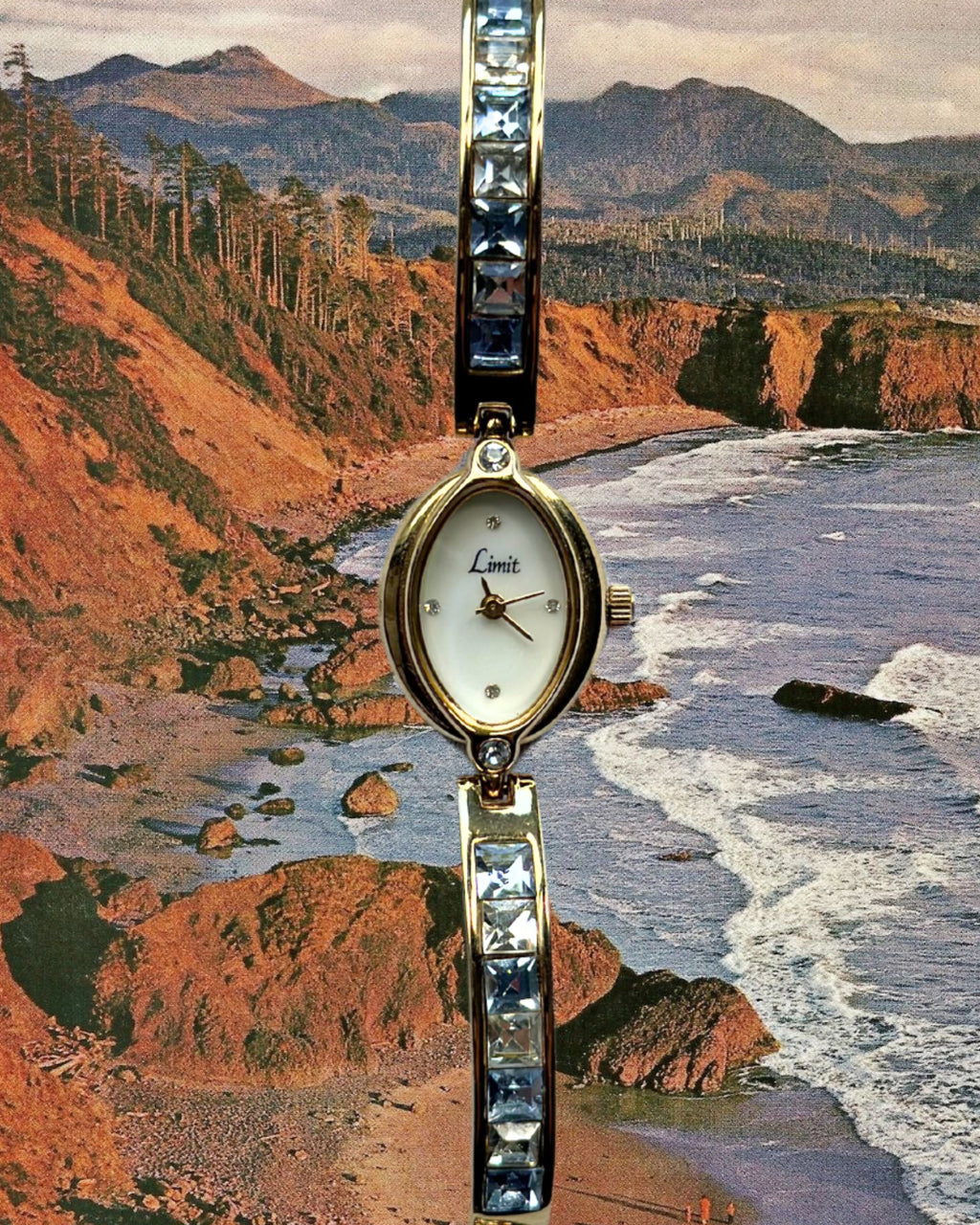 1980s Limit rhinestone adorned quartz watch