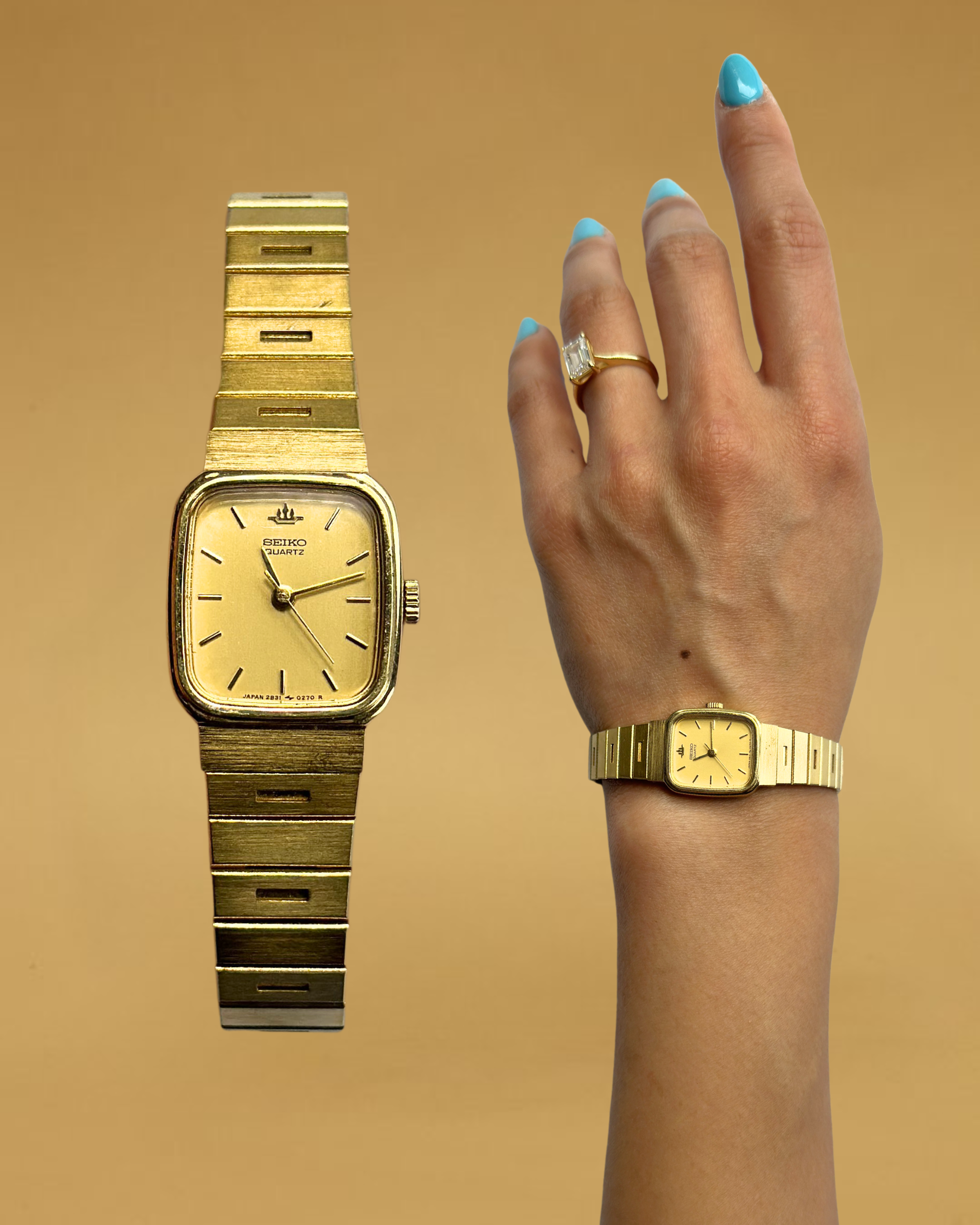 1980s Seiko gold-plated rectangle quartz watch