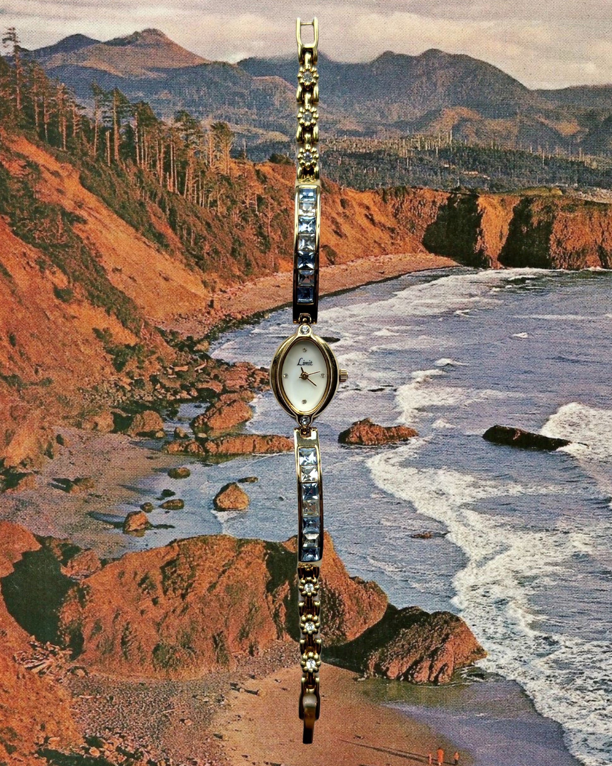 1980s Limit rhinestone adorned quartz watch