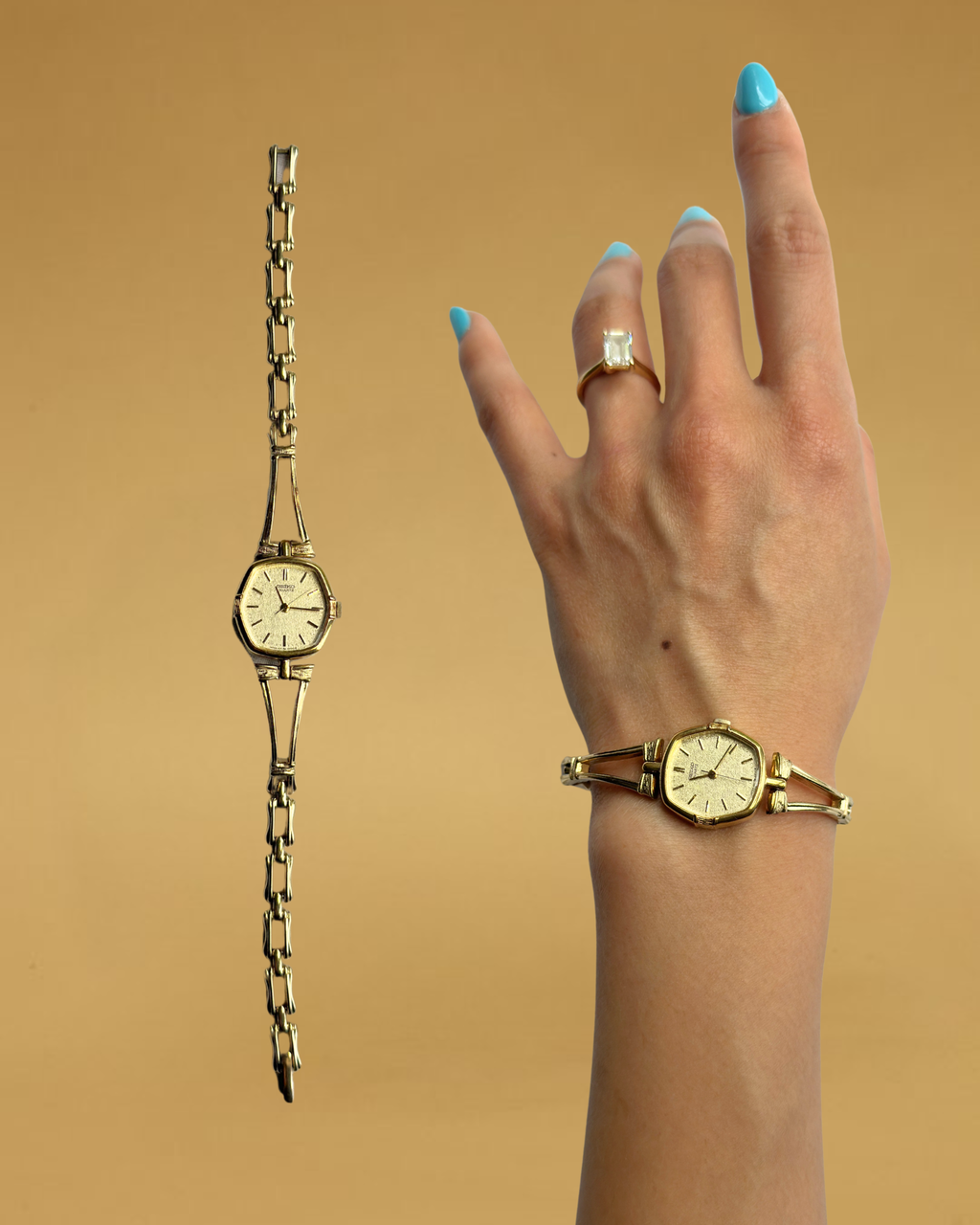 1980s Seiko gold-plated hexagon quartz watch