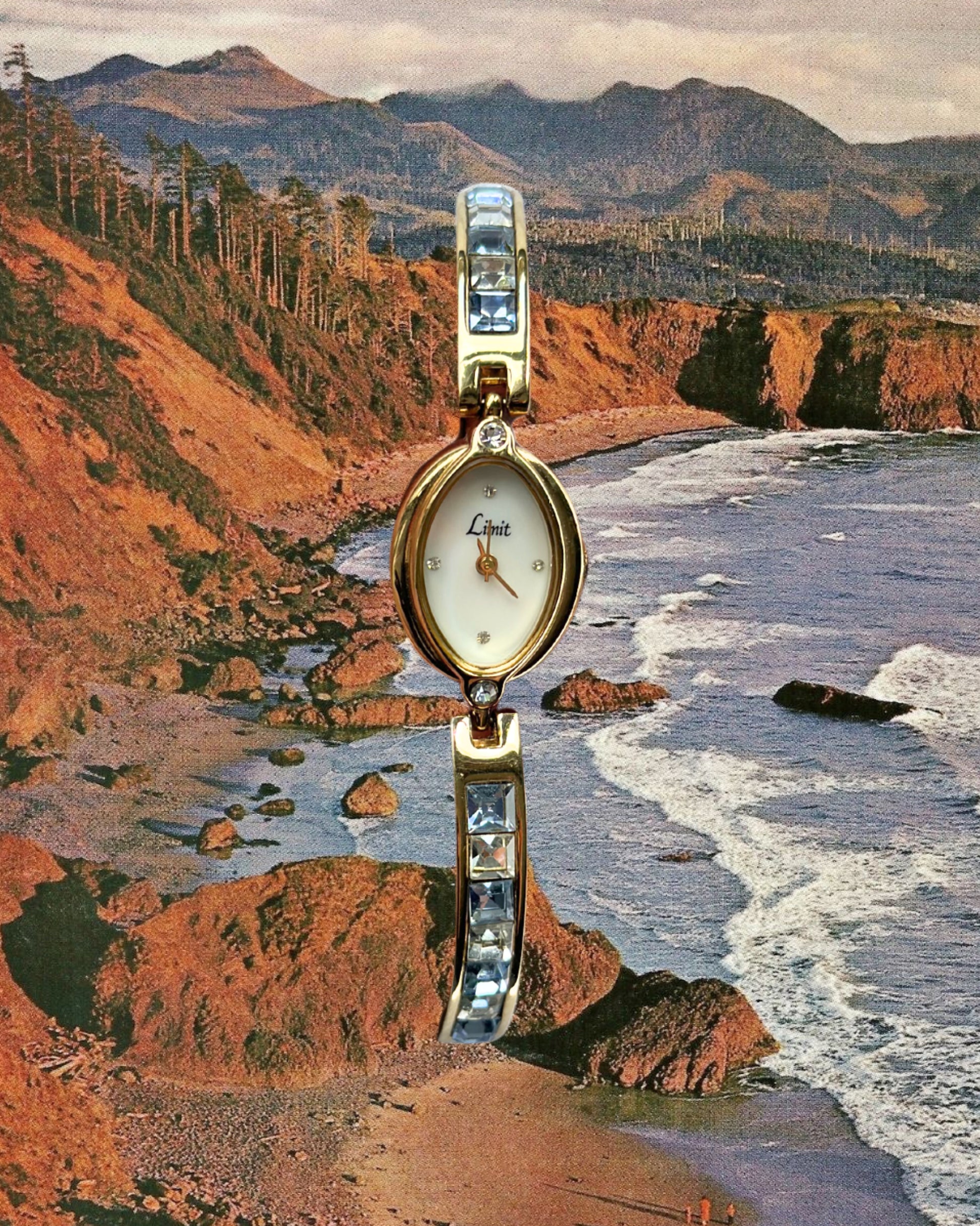 1980s Limit rhinestone adorned quartz watch