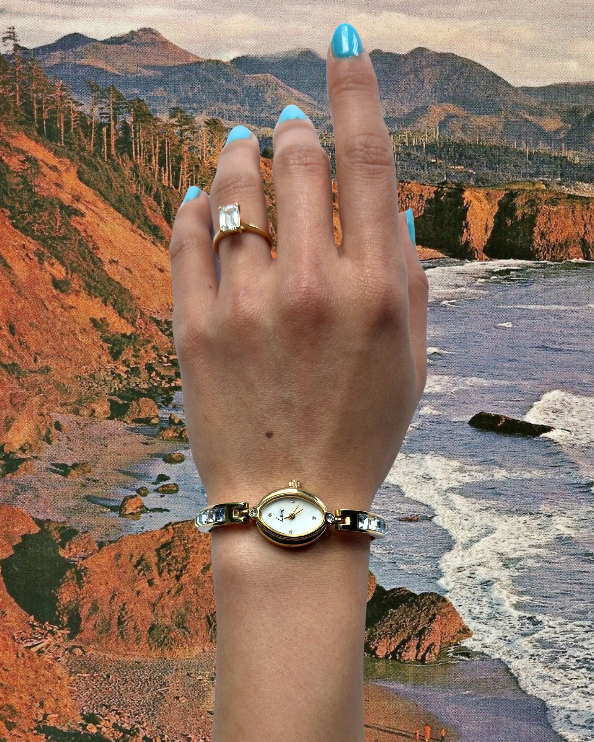 1980s Limit rhinestone adorned quartz watch