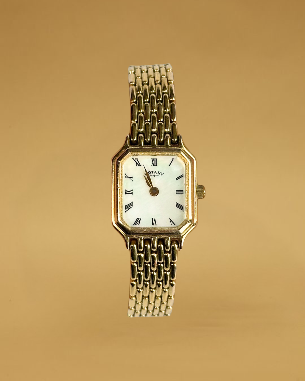 1980s Rotary gold-plated mother of pearl quartz watch