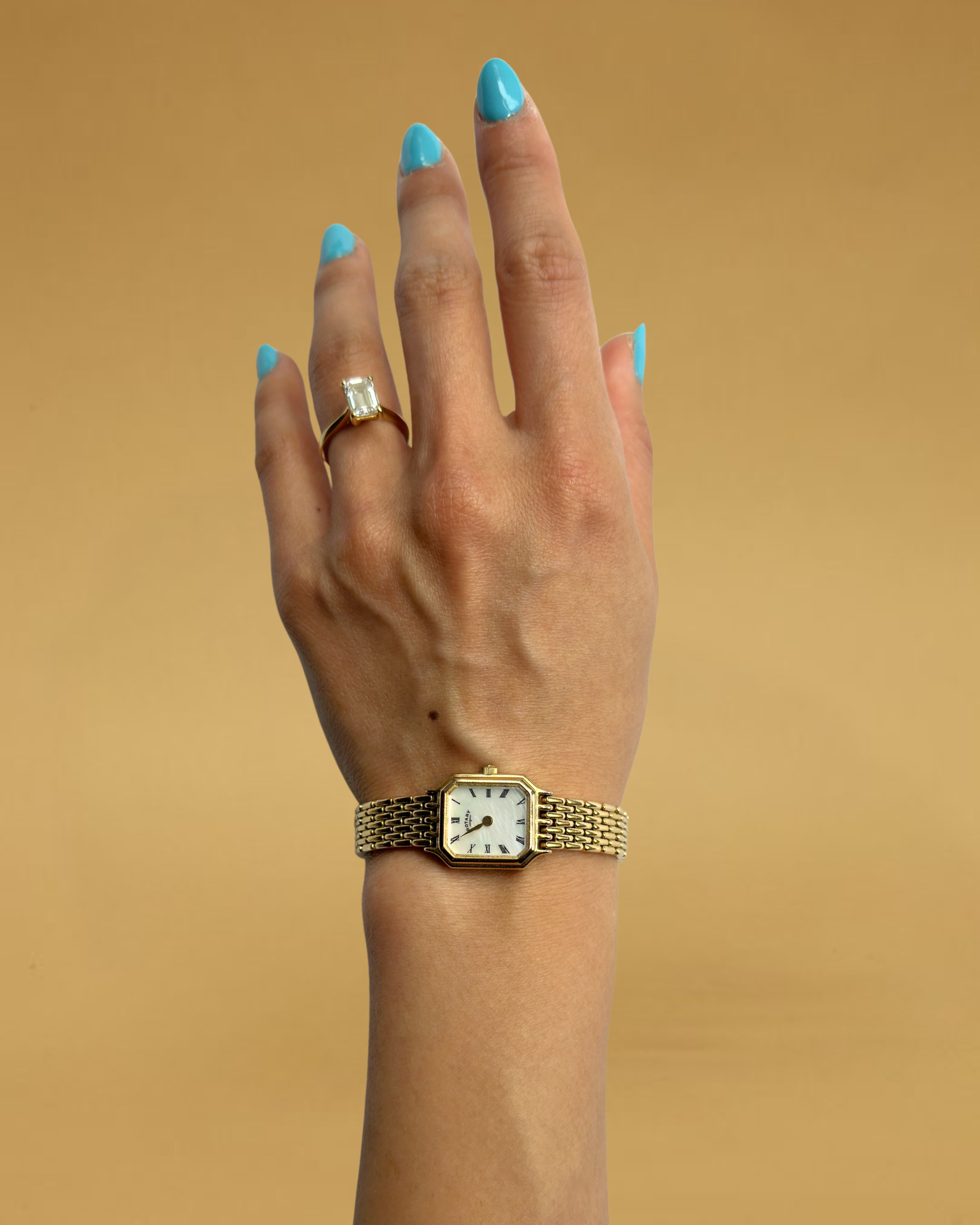 1980s Rotary gold-plated mother of pearl quartz watch