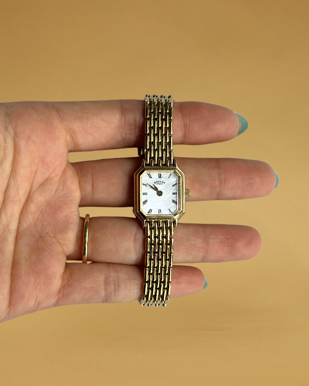 1980s Rotary gold-plated mother of pearl quartz watch