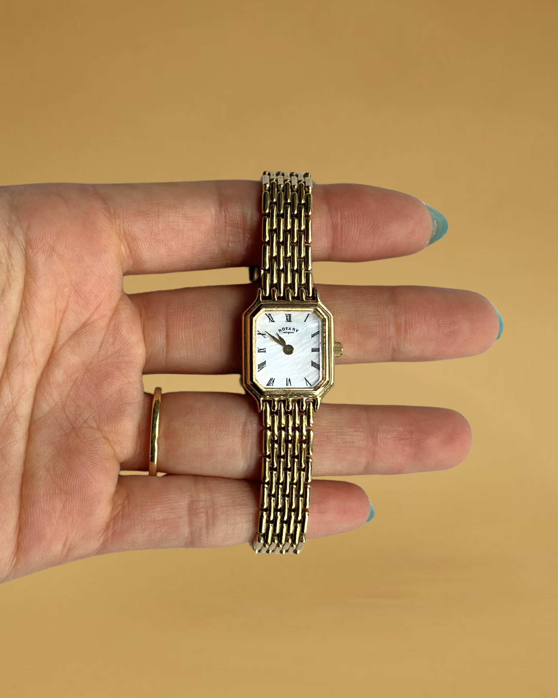 1980s Rotary gold-plated mother of pearl quartz watch