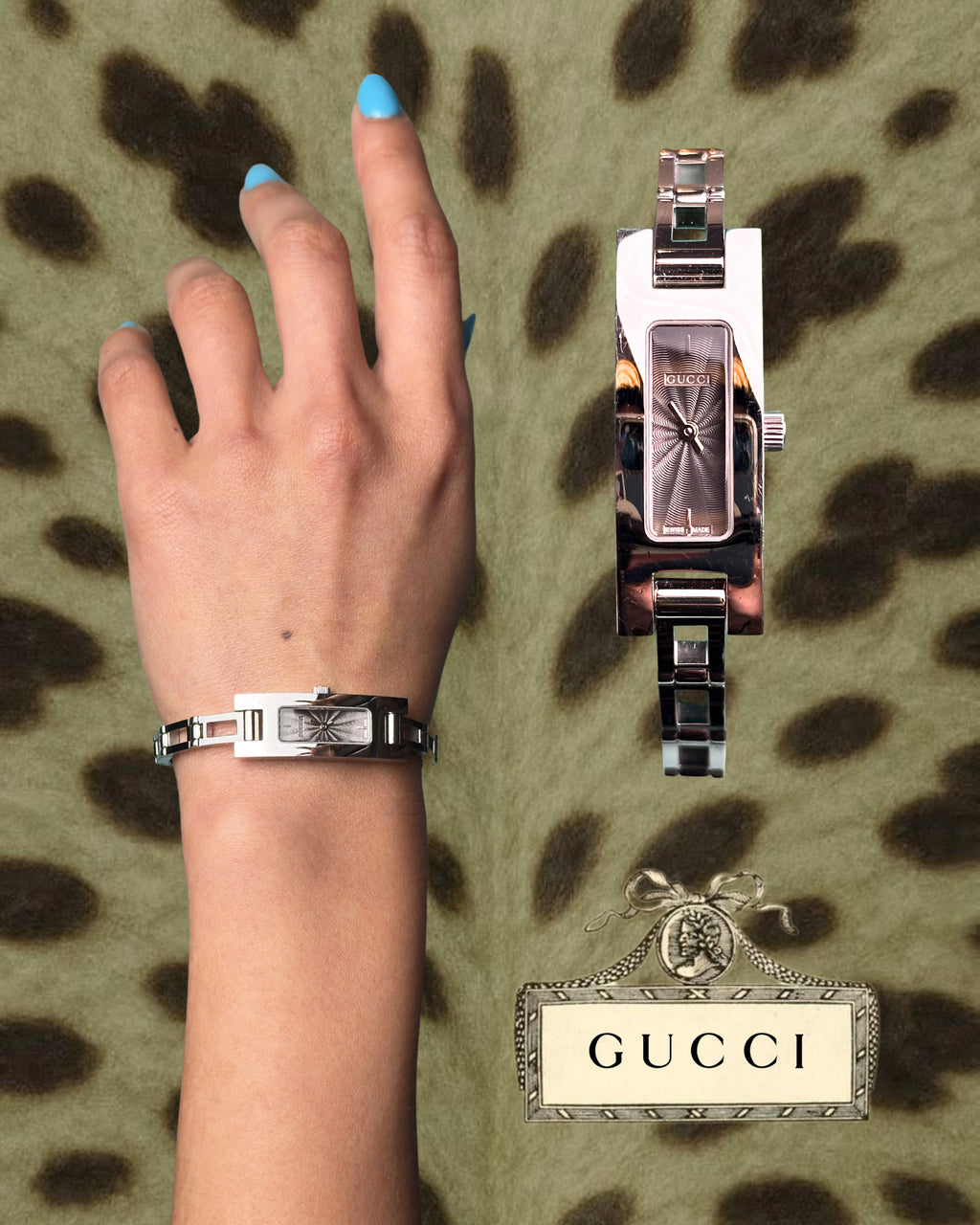2000s Gucci silver tone silm quartz watch