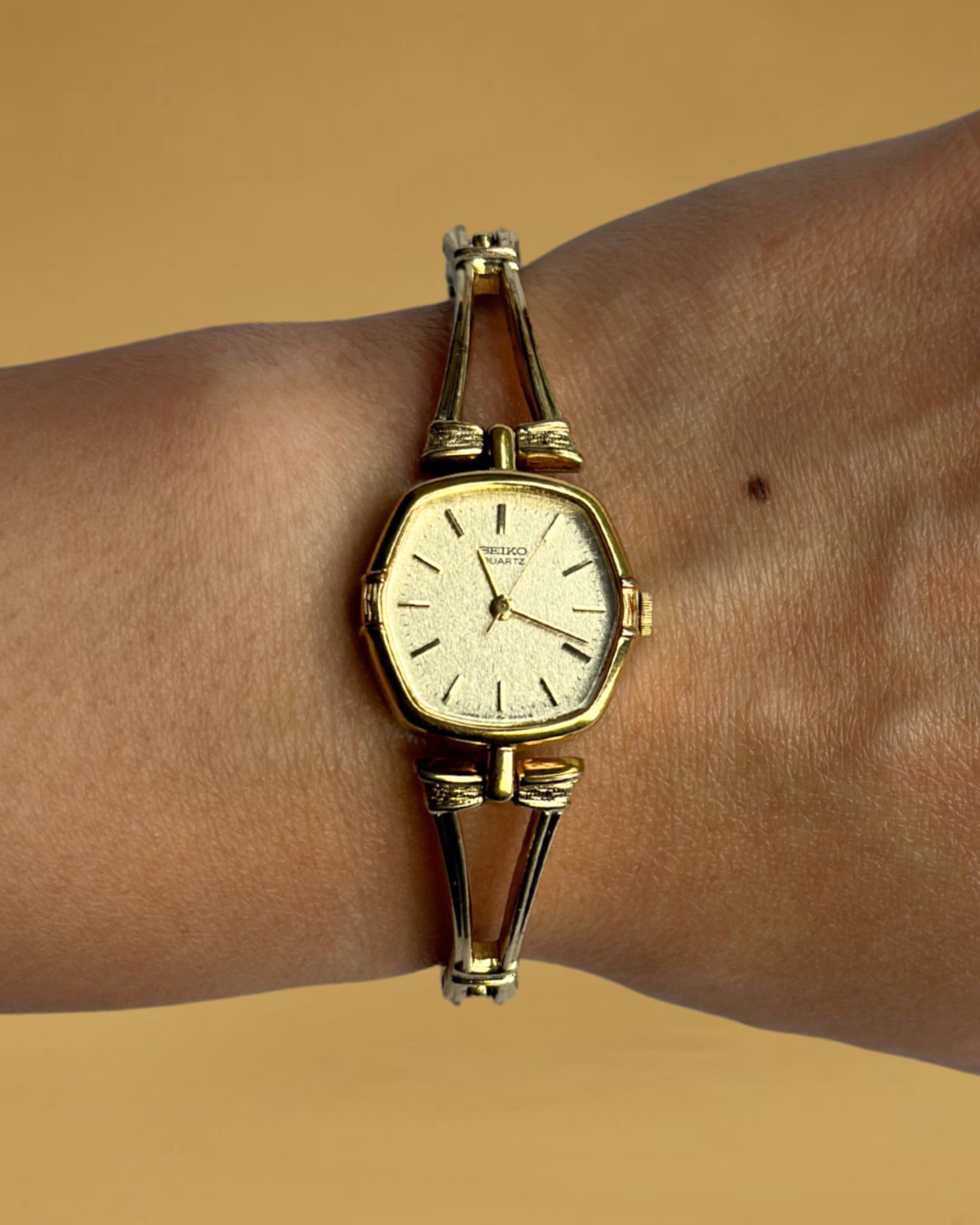 1980s Seiko gold-plated hexagon quartz watch