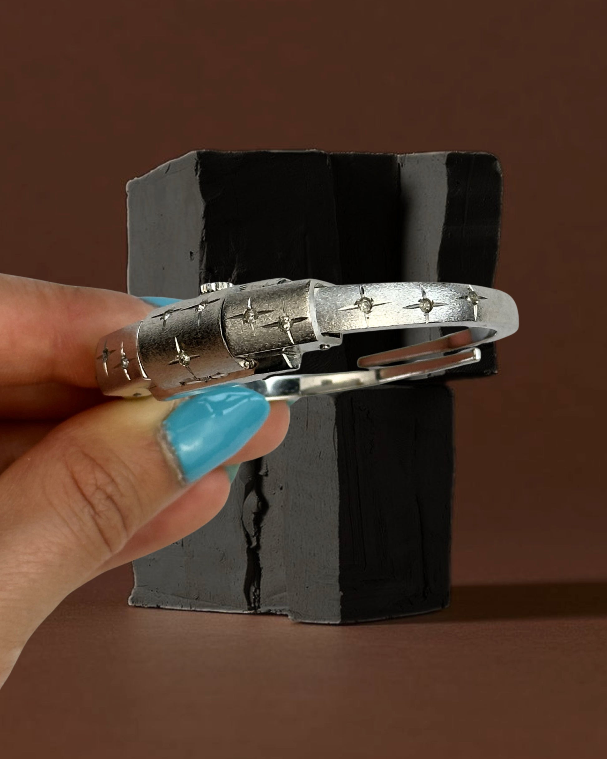 1950s Chandler rhinestone peek-a-boo bangle mechanical watch