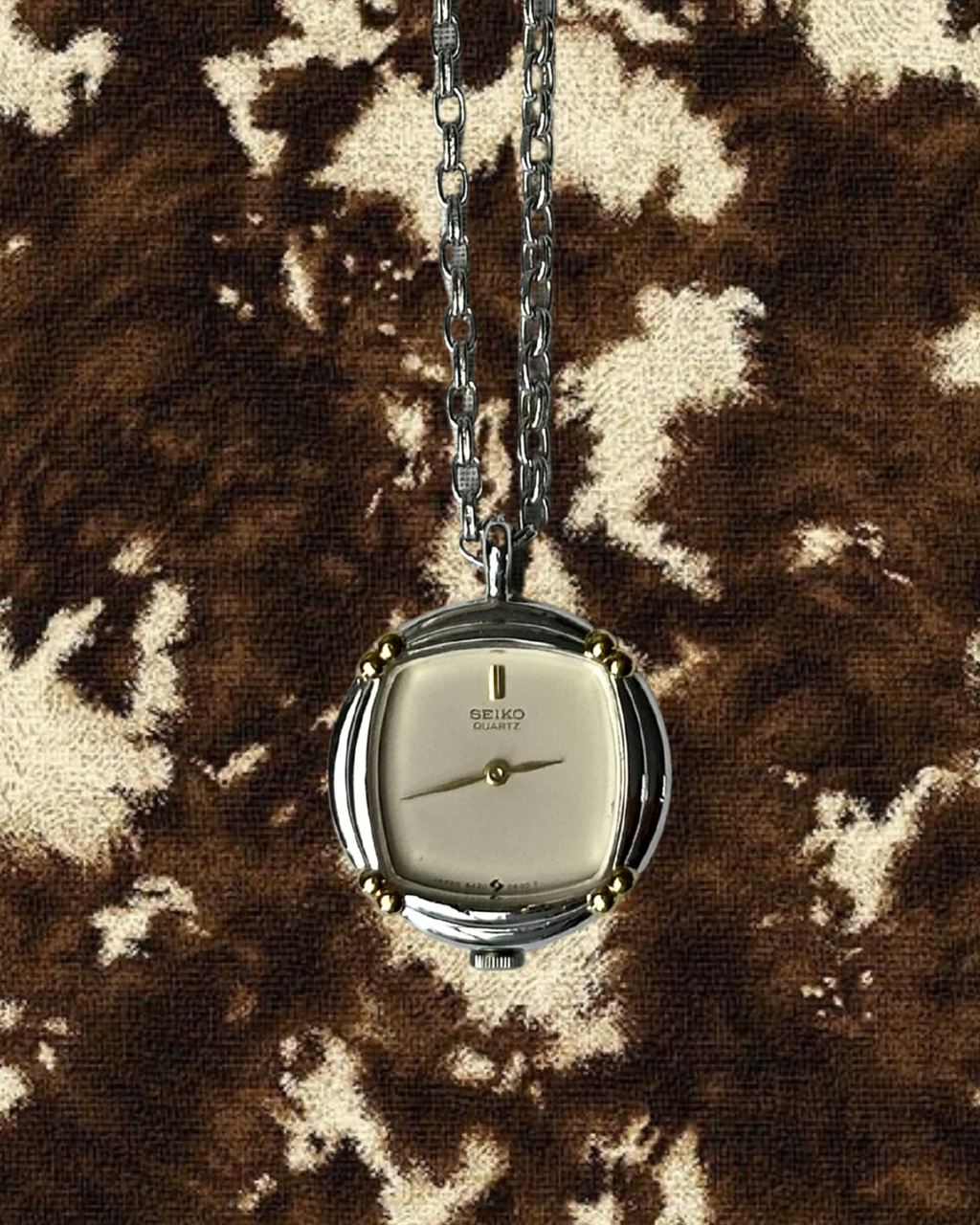 1980s Seiko two-tone quartz watch necklace