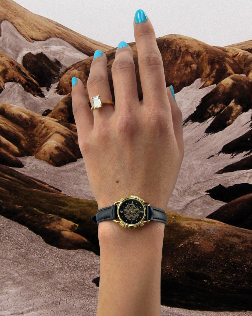 1980s Dior black dial leather quartz watch