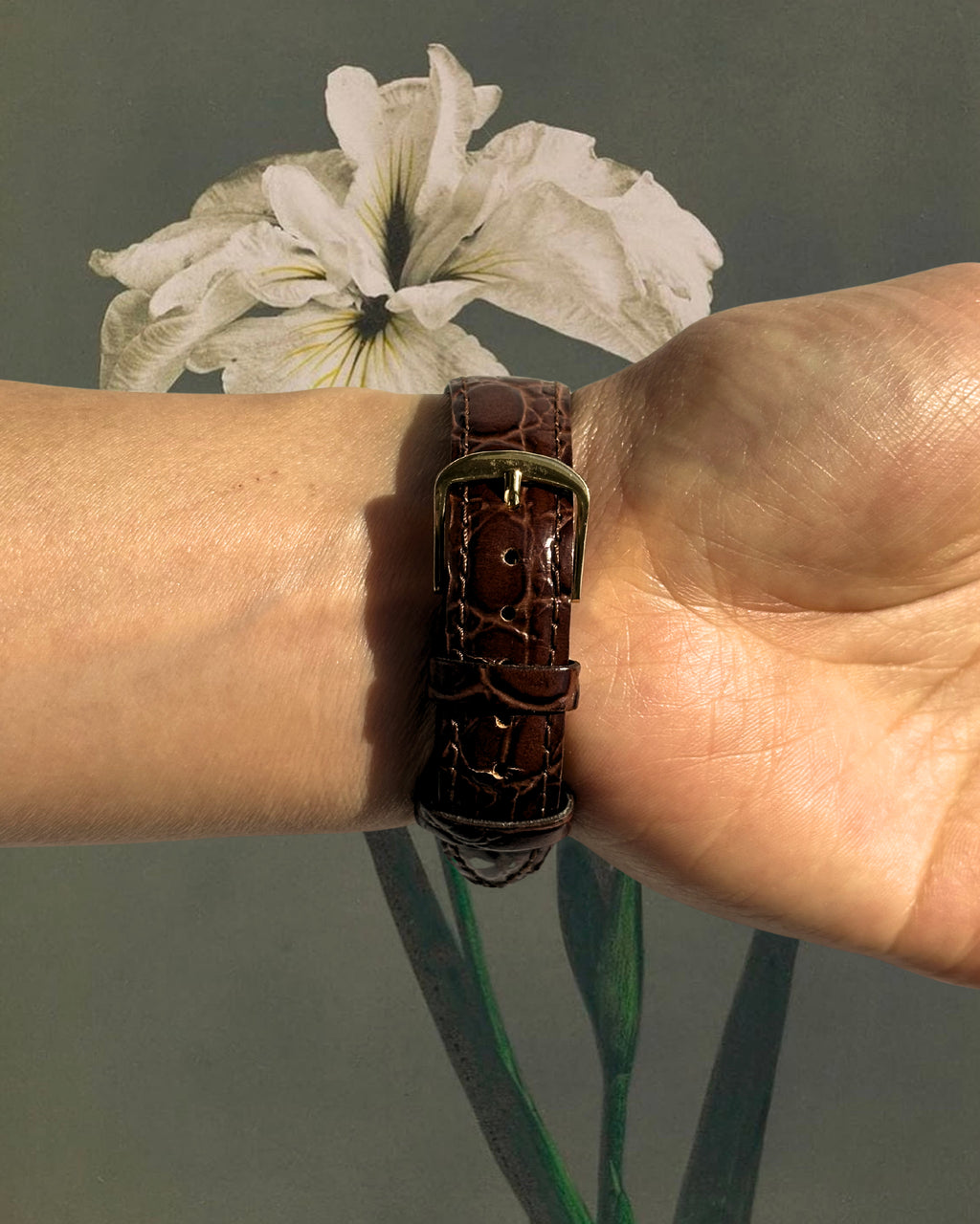 1980s Christian Dior gold and brown leather quartz watch