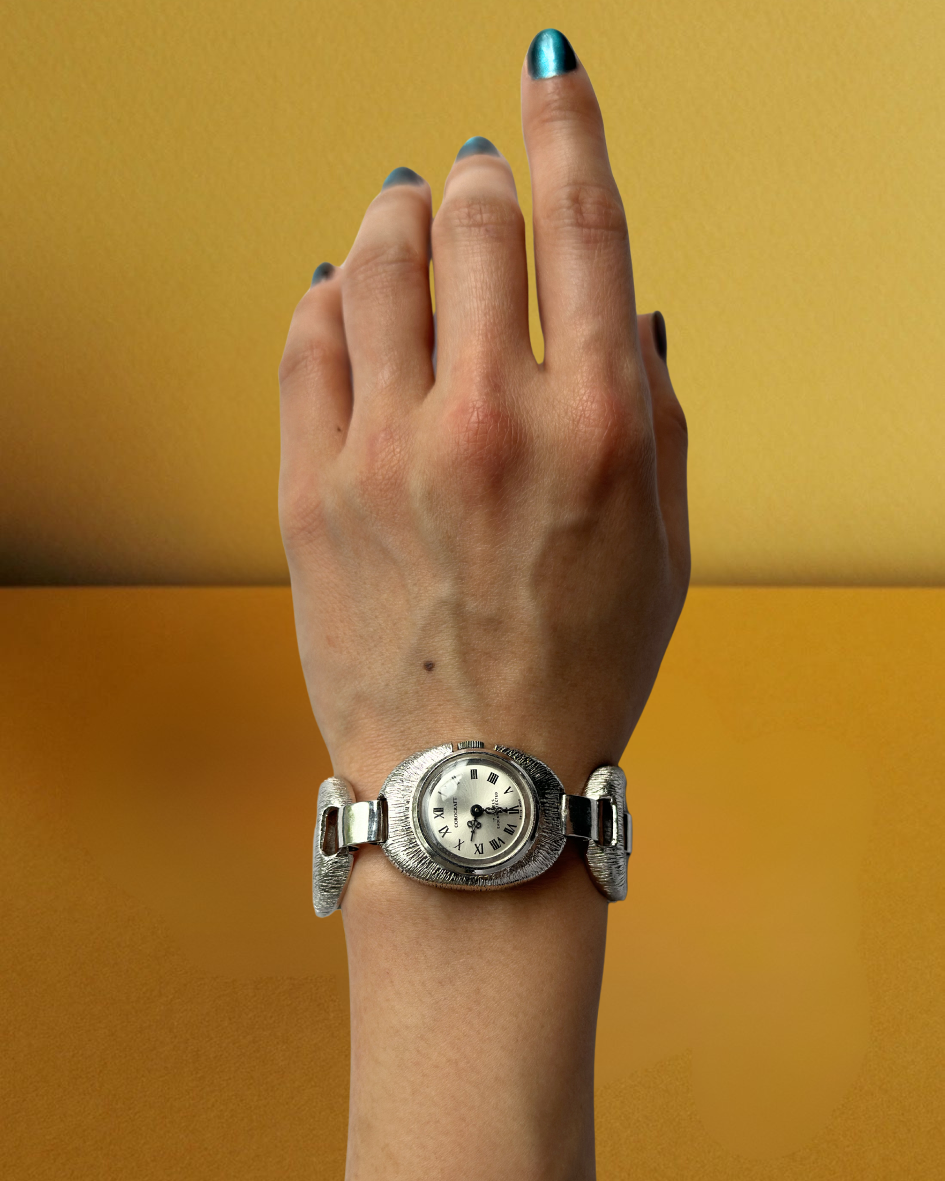 1970s Corocraft silver tone mechanical watch