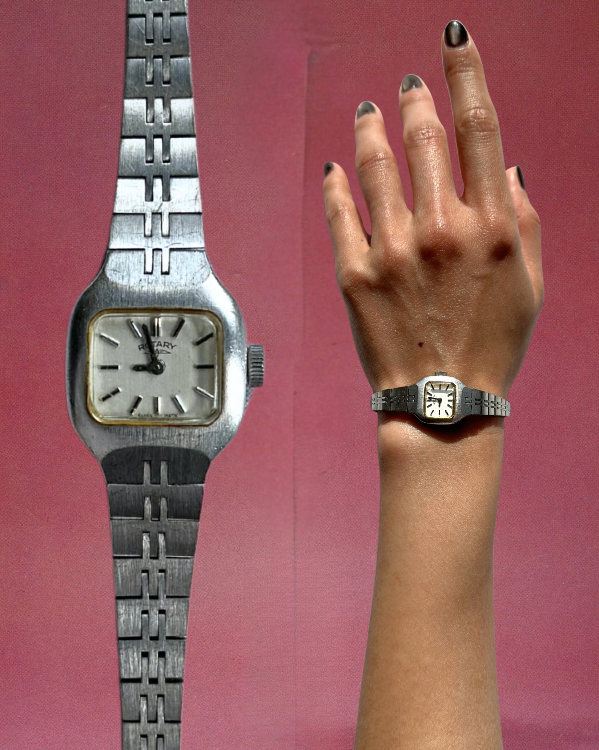 1970s Rotary silver-plated minimal mechanical watch