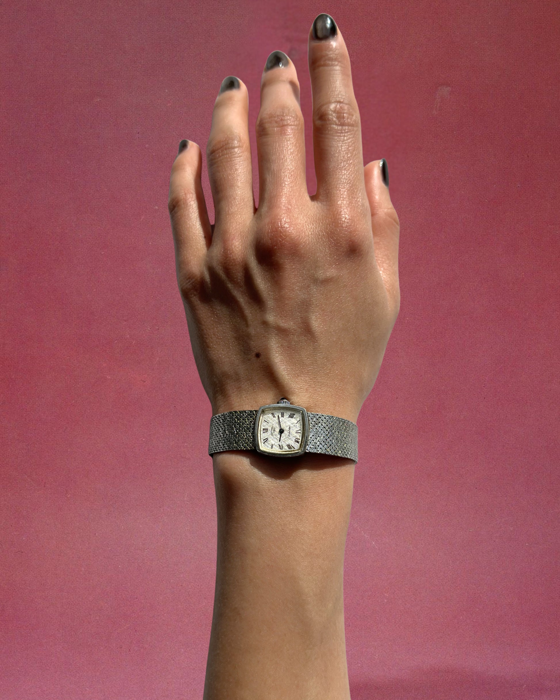 1970s Rotary silver-plated mesh mechanical watch
