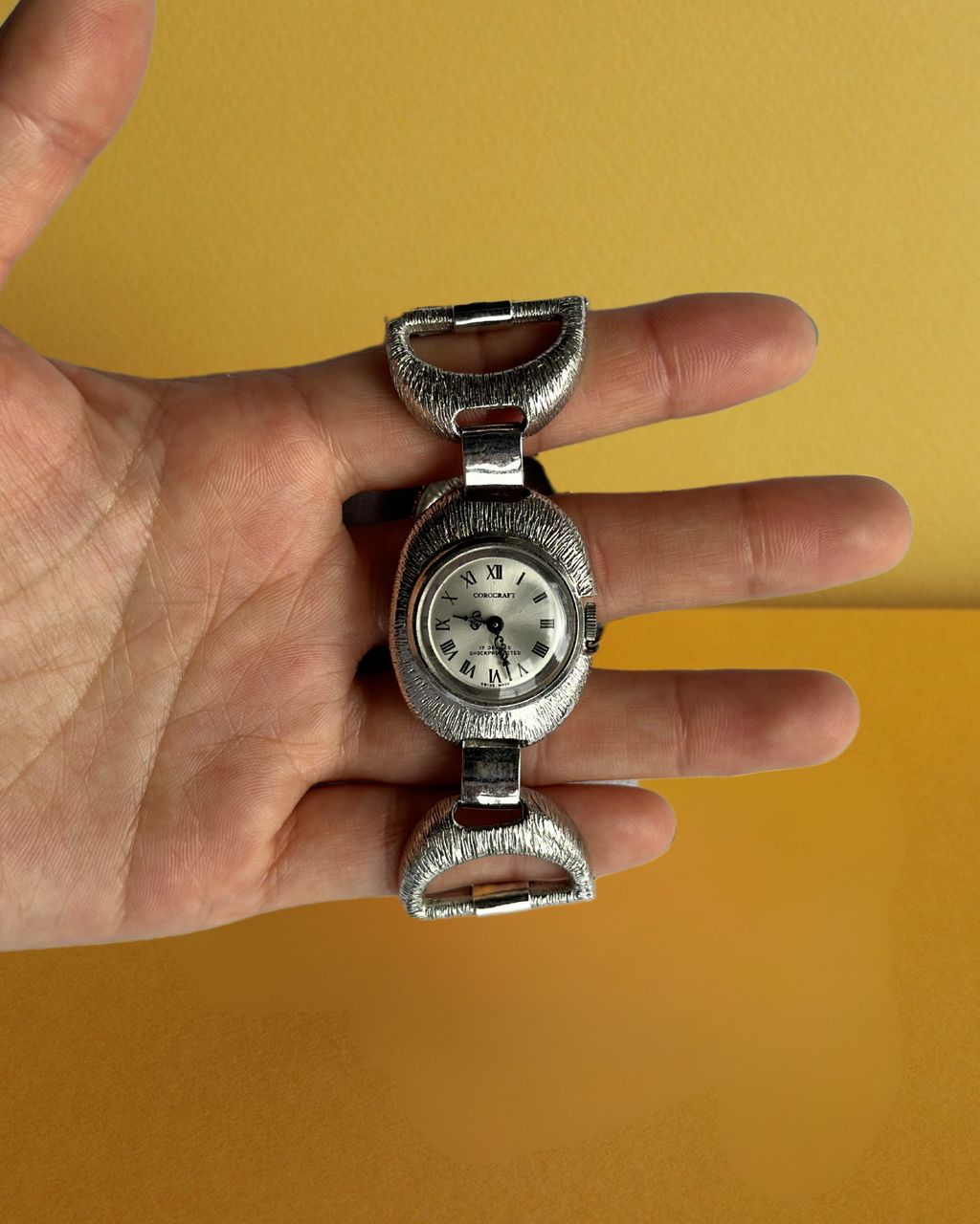 1970s Corocraft silver tone mechanical watch