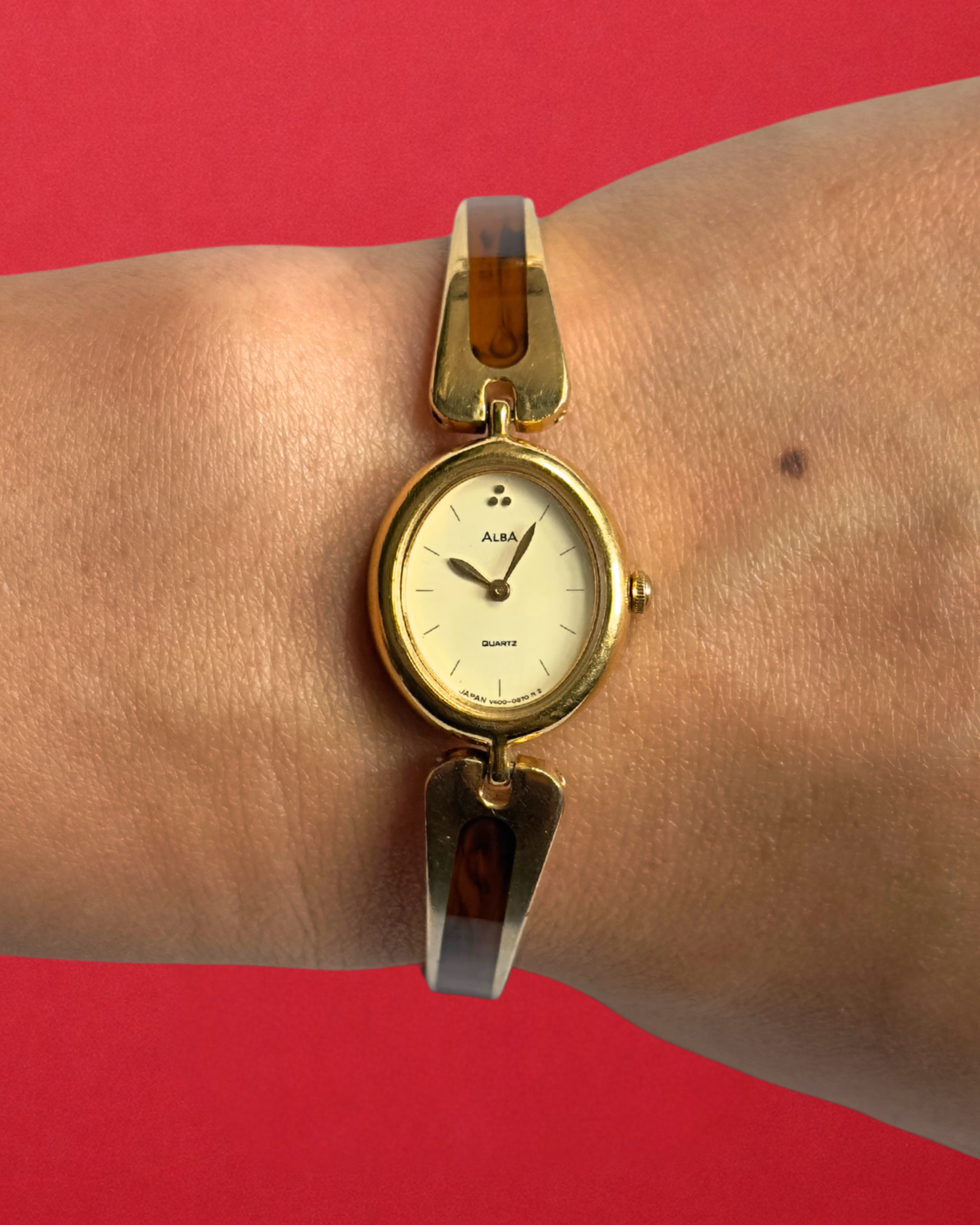 1980s Seiko Alba Tortoiseshell Bangle Quartz Watch