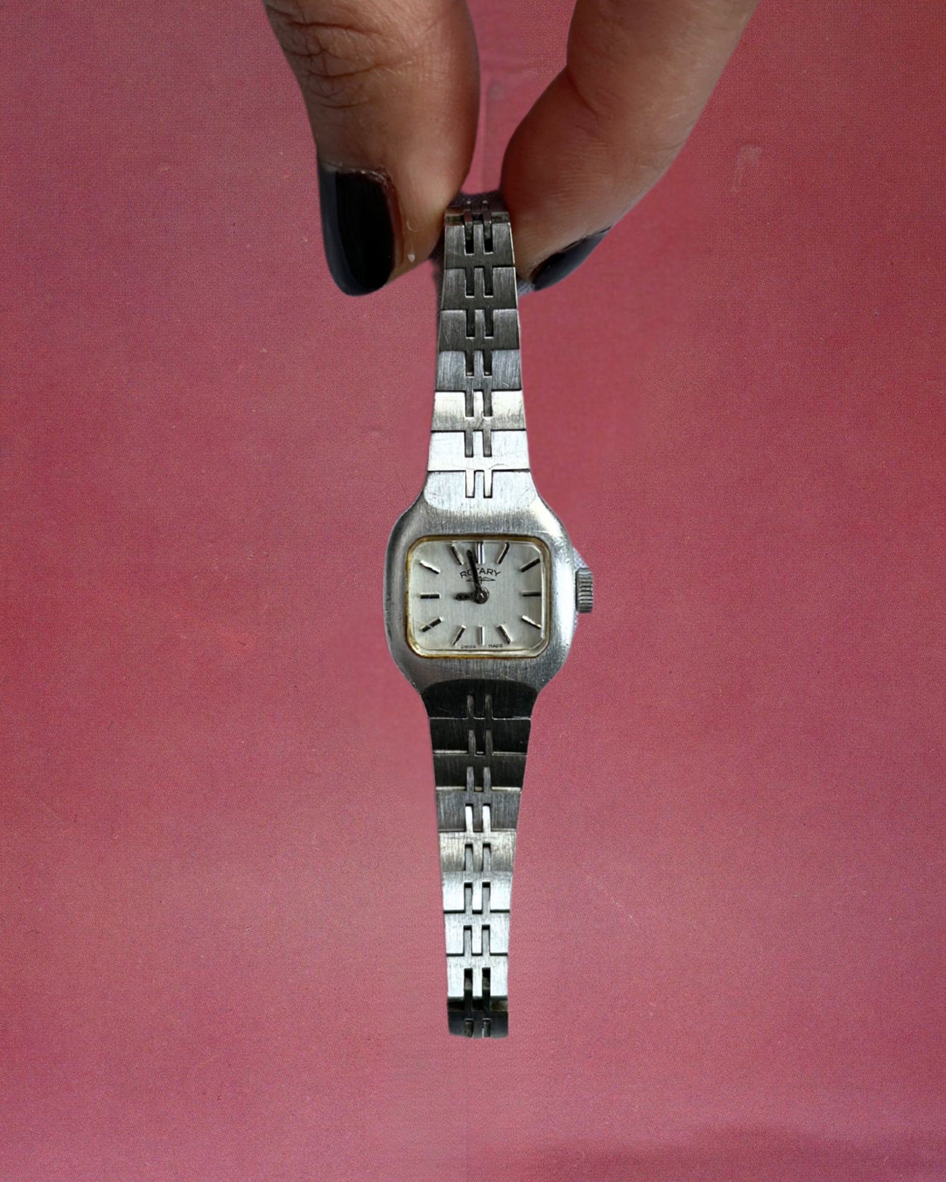 1970s Rotary silver-plated minimal mechanical watch