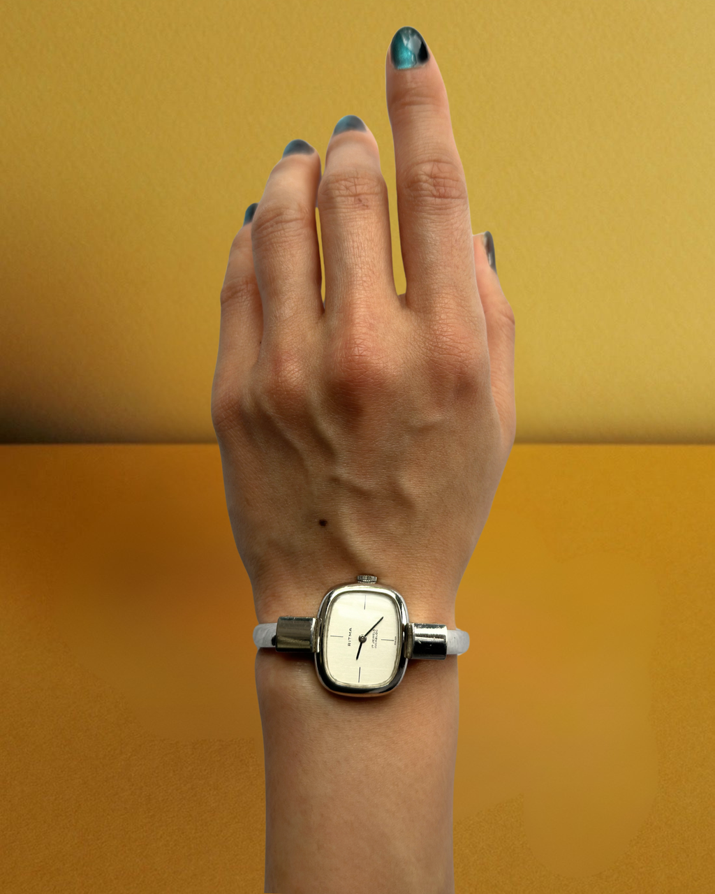 1970s Ritma silver tone bangle mechanical watch