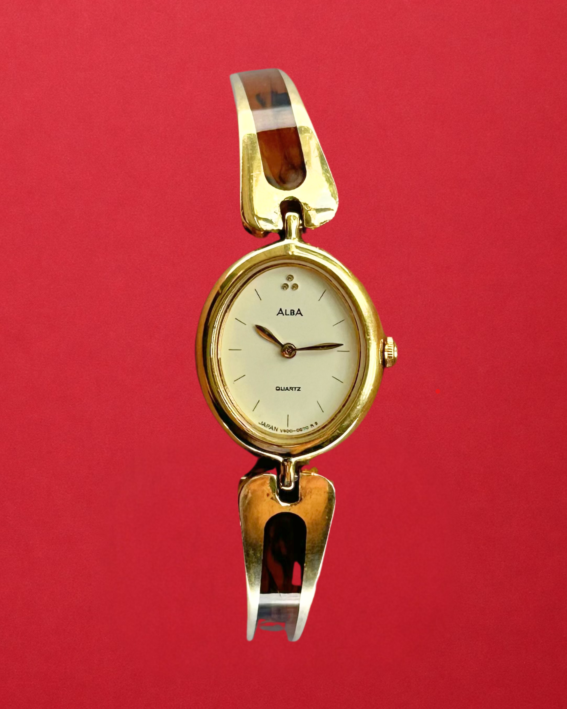 1980s Seiko Alba Tortoiseshell Bangle Quartz Watch