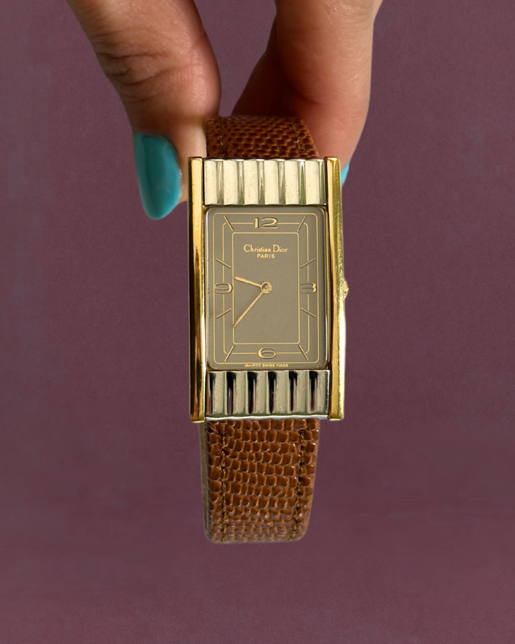 1980s Christian Dior Two-Tone Rectangle Quartz Watch
