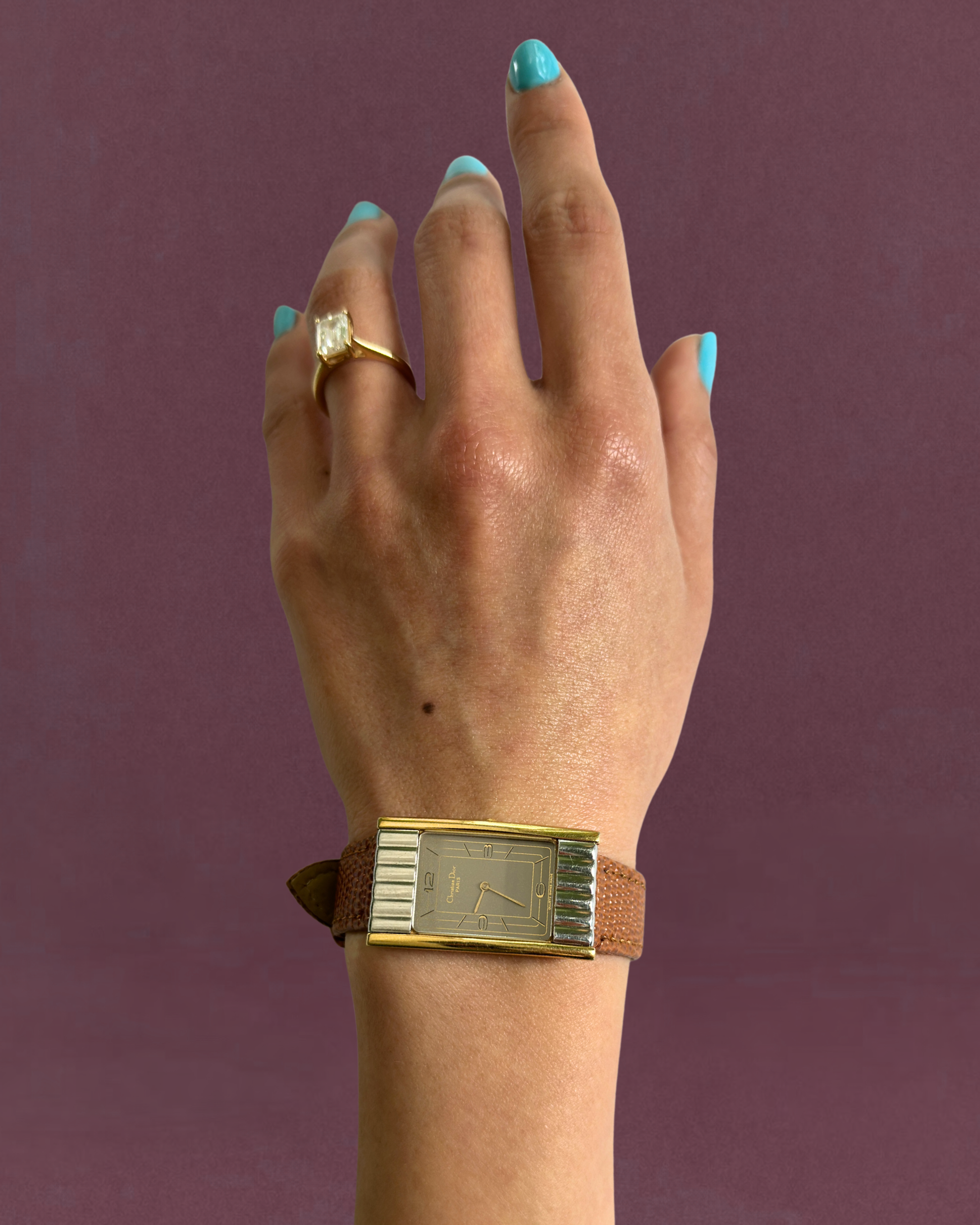 1980s Christian Dior Two-Tone Rectangle Quartz Watch